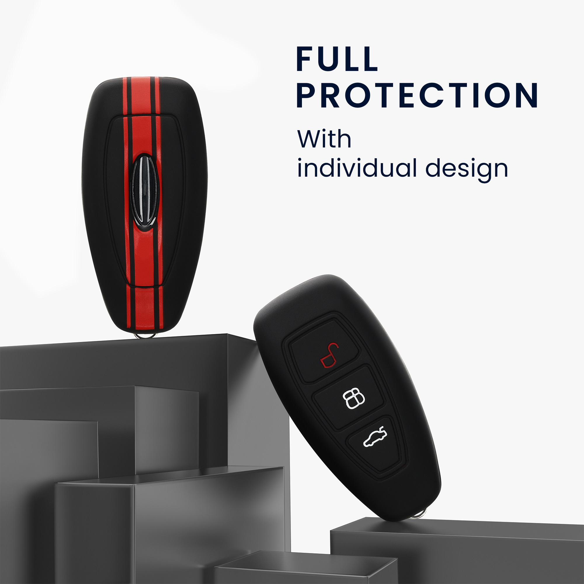 Kryt klíče Ford 3 tlačítka Keyless Go kwmobile červená / černá