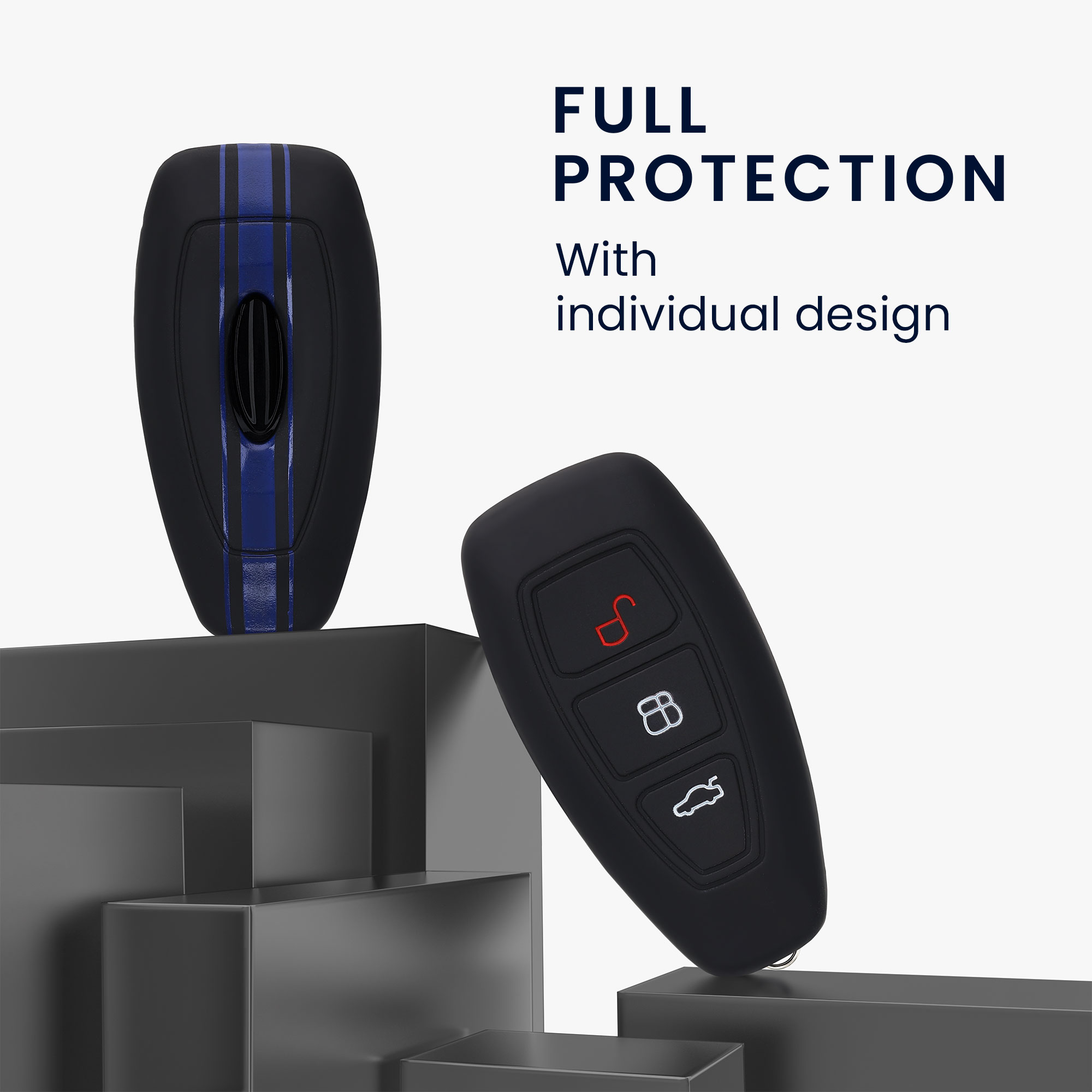 Kryt klíče Ford 3 tlačítka Keyless Go kwmobile modrá / černá