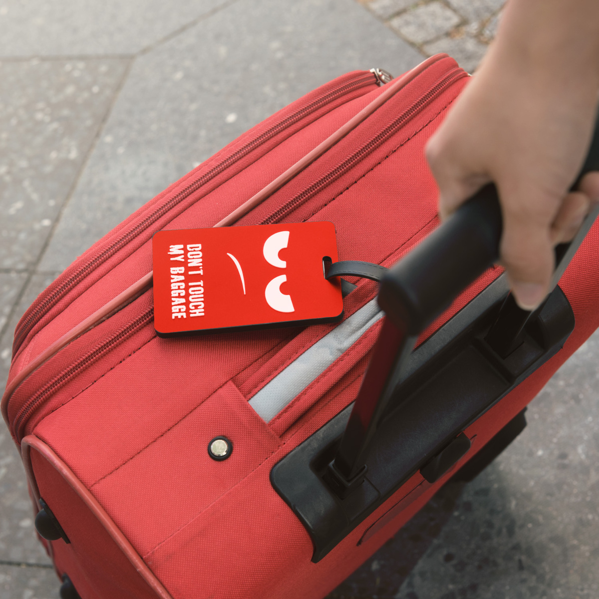 Řemínek na chytré hodinky kwmobile pro Travel Bag or Suitcase - Don't Touch My Baggage White / červená