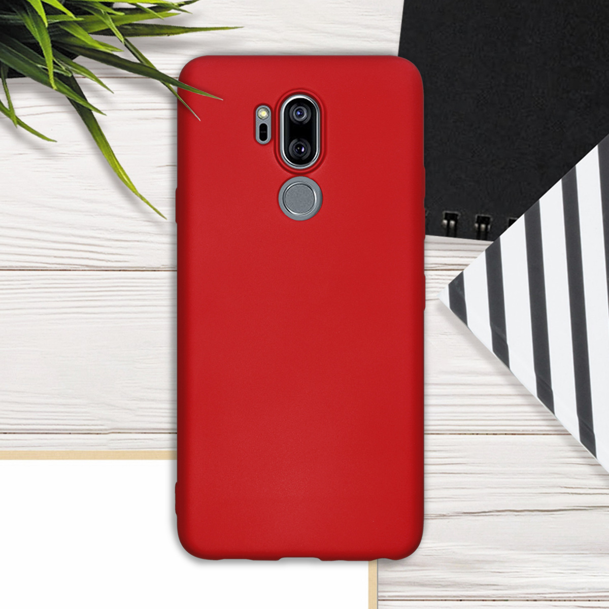Kryt na mobil LG G7 ThinQ / Fit / One kwmobile TPU metalický metalická tmavě červená
