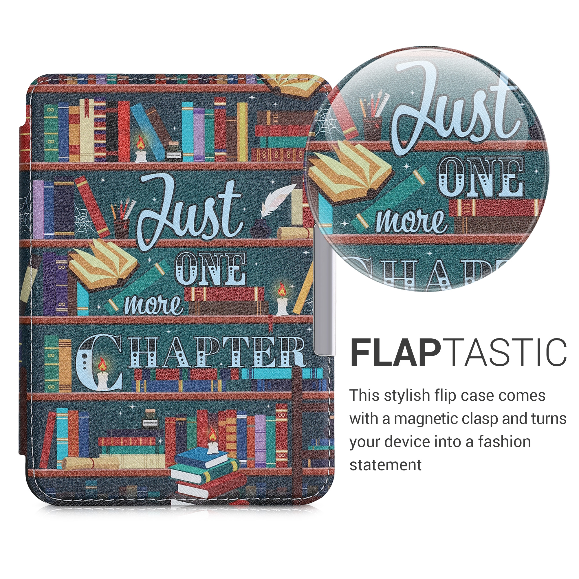 Flip pouzdro na čtečku s magnetem Kobo Clara HD Library Motto vícebarevné se stojánkem