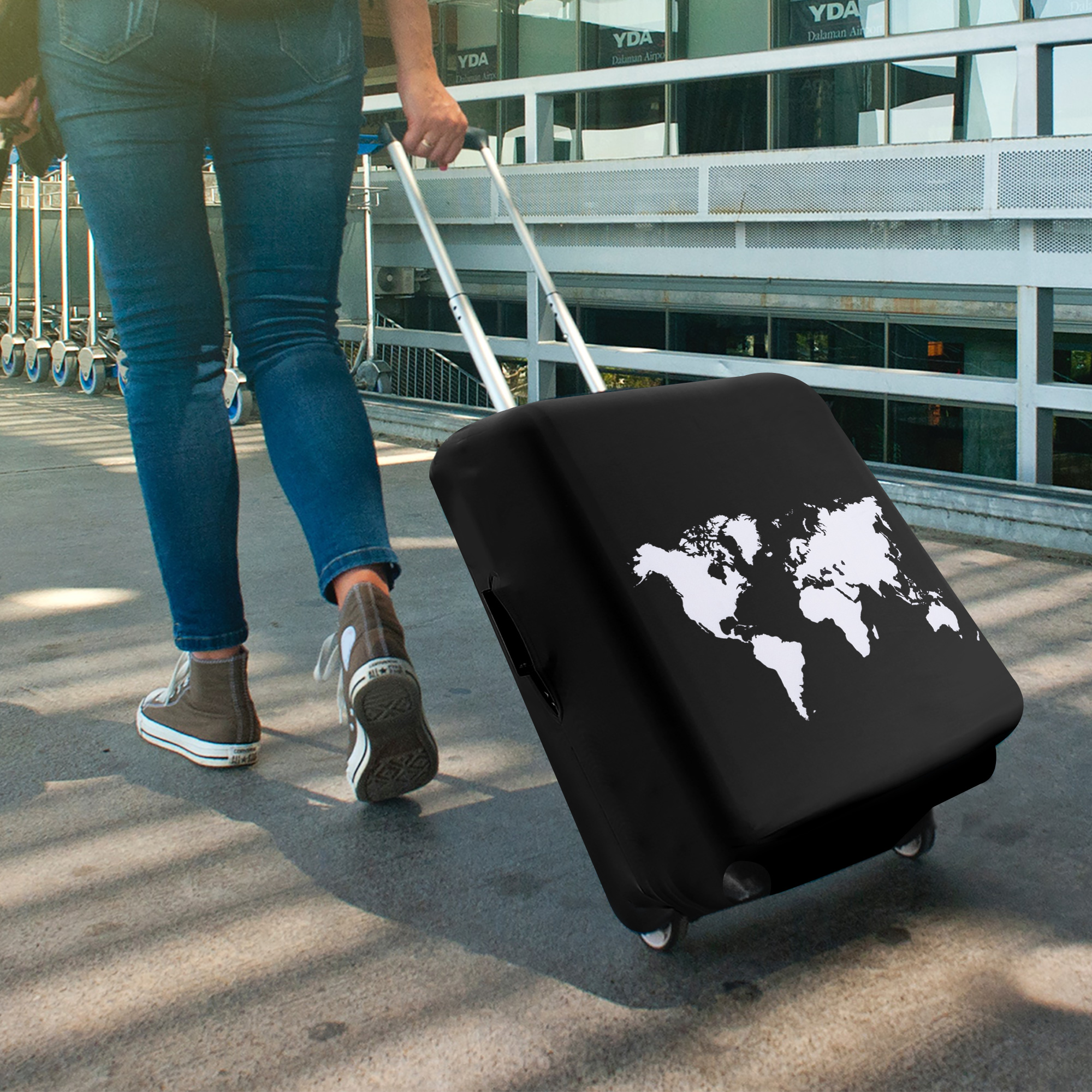 Obal na kufr kwmobile L - Travel Outline bílá / černá