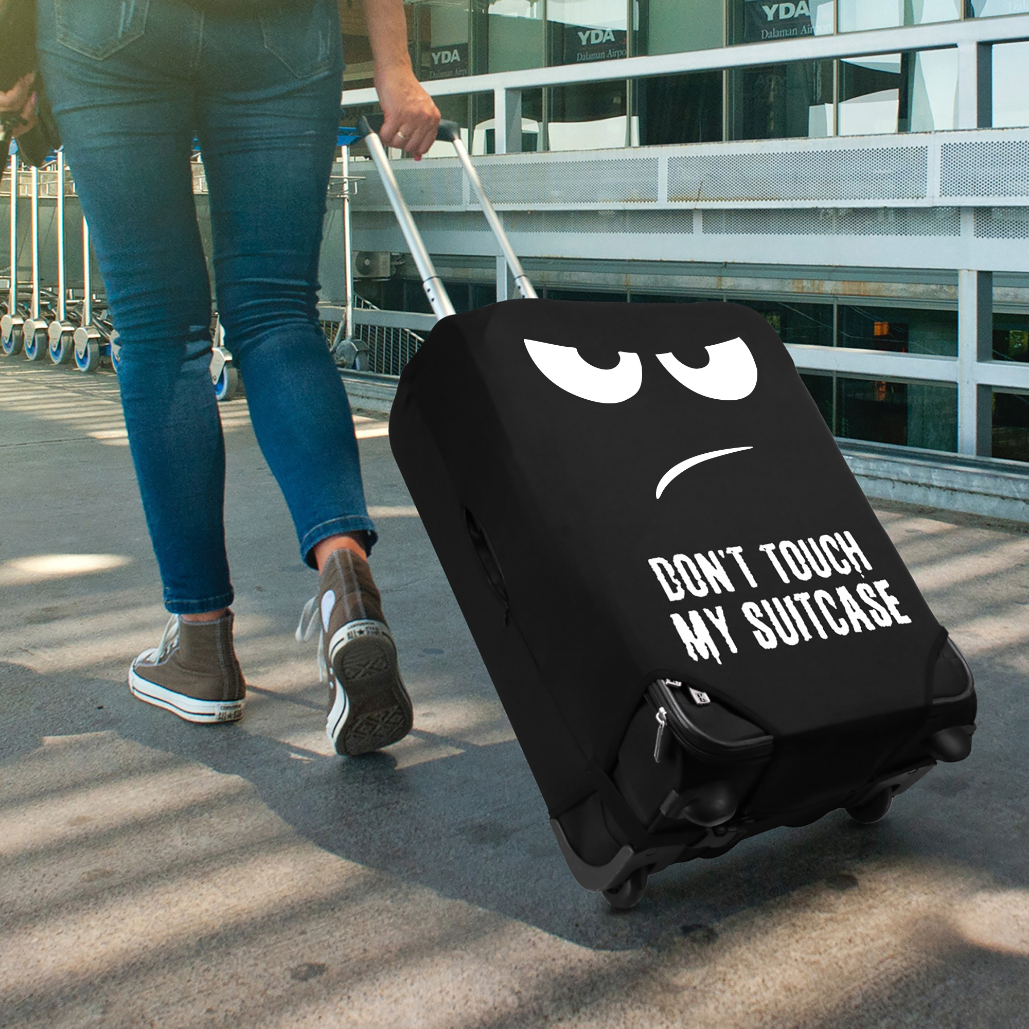 Obal na kufr kwmobile XL - Don't Touch My Suitcase bílá / černá