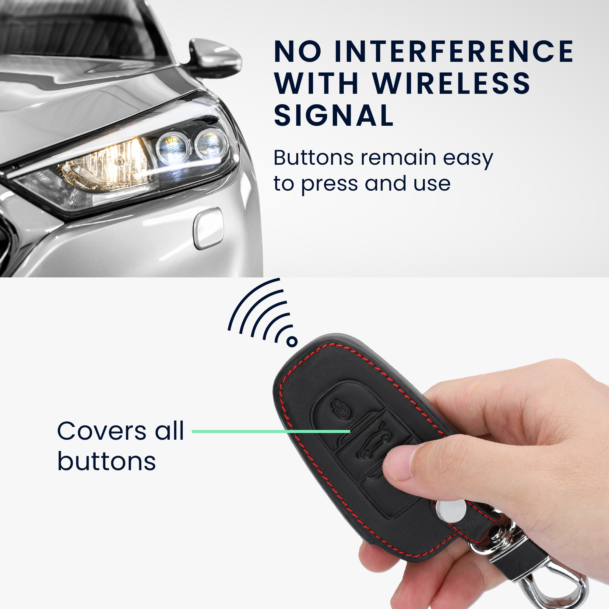 Obal ze syntetické kůže na klíč Peugeot Citroën 3 tlačítka Smart Key (Keyless Go) kwmobile ‑ černá
