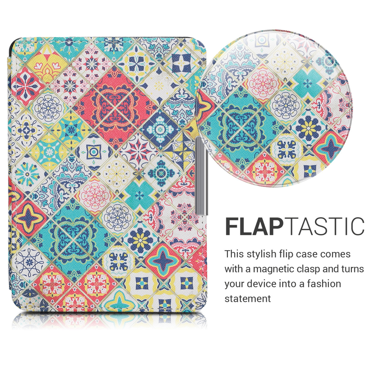 Pouzdro na čtečku kwmobile Kindle Paperwhite - Moroccan Vibes multicolor - modrá / červená / světle hnědá