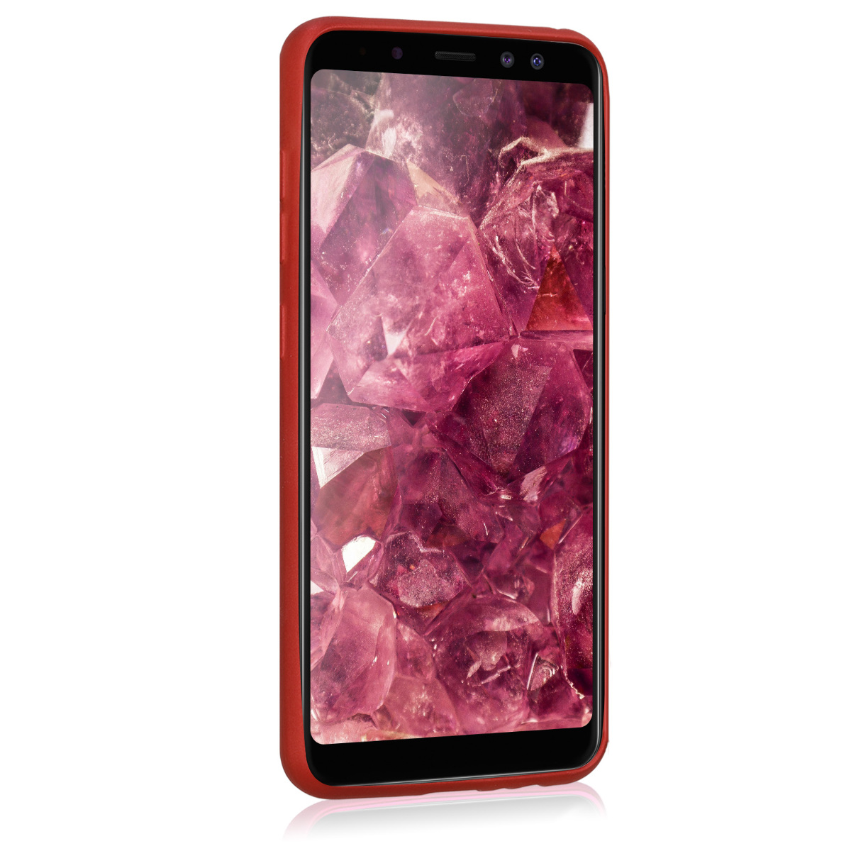 Metalický kryt na mobil Samsung Galaxy A8 (2018) kwmobile metalicky tmavě červený