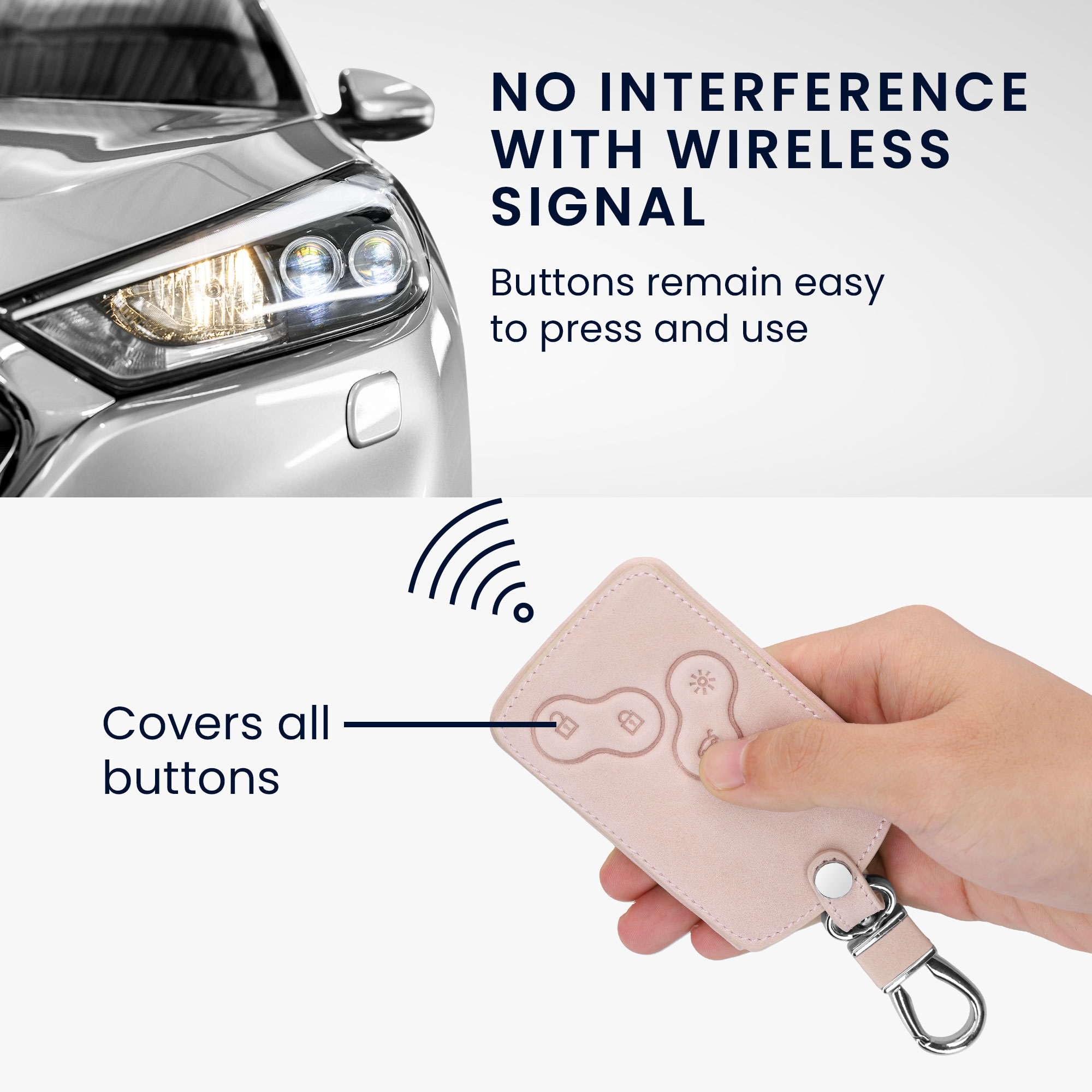 Obal na klíč od auta pro Renault klíč se 4 tlačítky (pouze Keyless Go) kwmobile skořepinové z eko kůže - růžové zlato