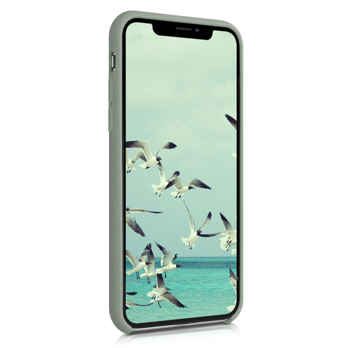 Silikonový kryt na mobil kwmobile pro Apple iPhone XS Max - šedozelená