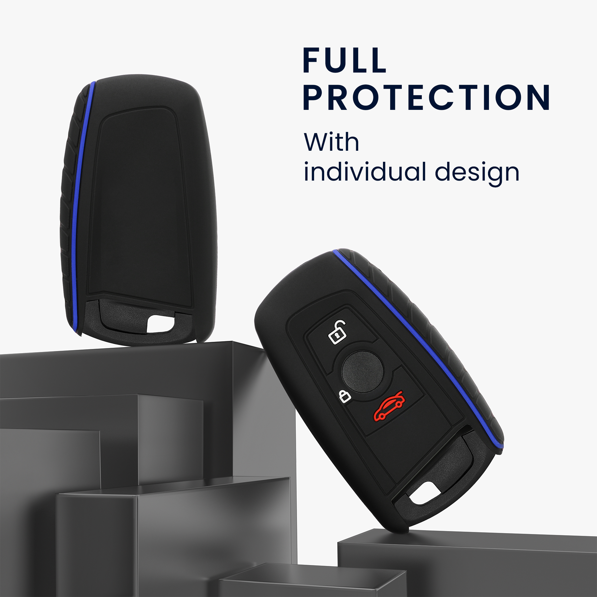 Tpu pouzdro na klíč od auta BMW 3 tlačítka Keyless Go Anti-Slip černo-modré