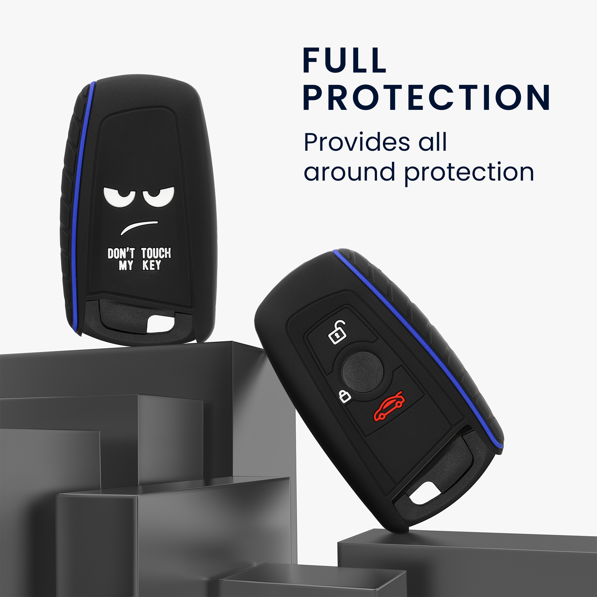 Tpu pouzdro na klíč od auta BMW 3 tlačítka Keyless Go Anti-Slip bílo-černo-modré