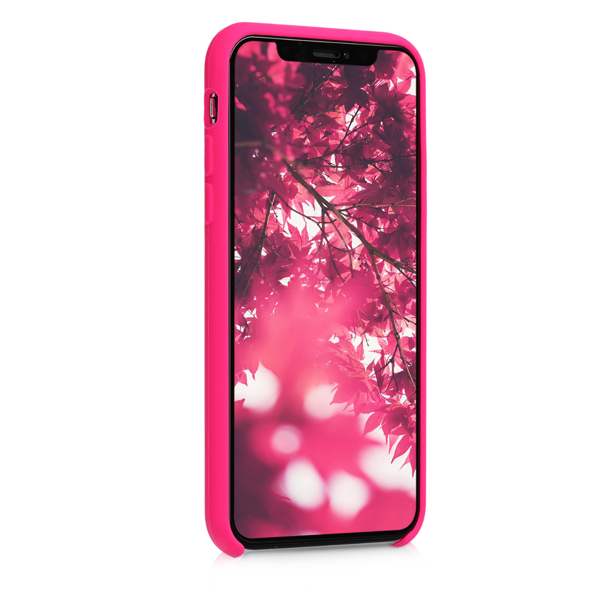 Silikonový kryt na mobil kwmobile pro Apple iPhone XS - neonově růžová