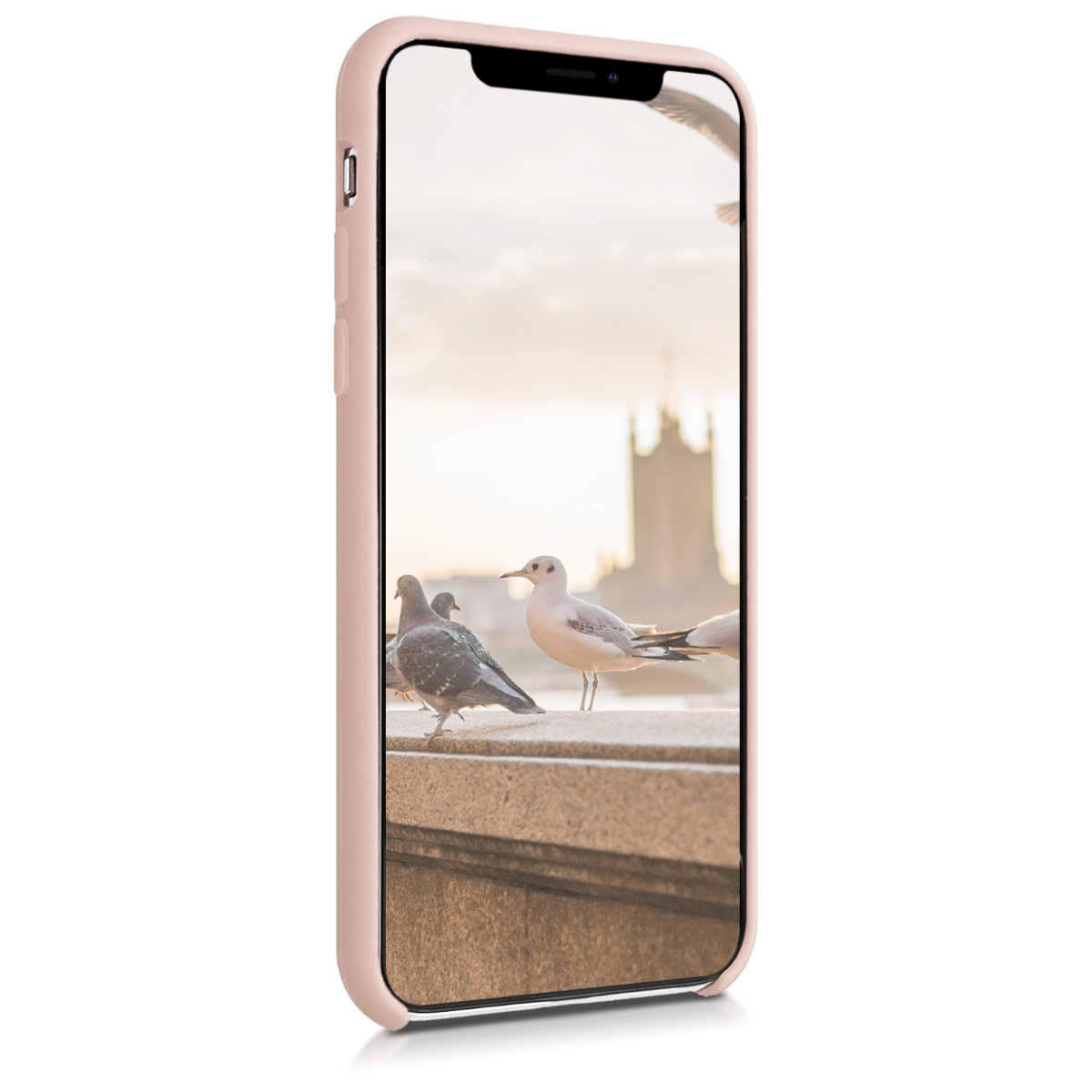 Silikonový kryt na mobil kwmobile pro Apple iPhone XS - pudrově růžová
