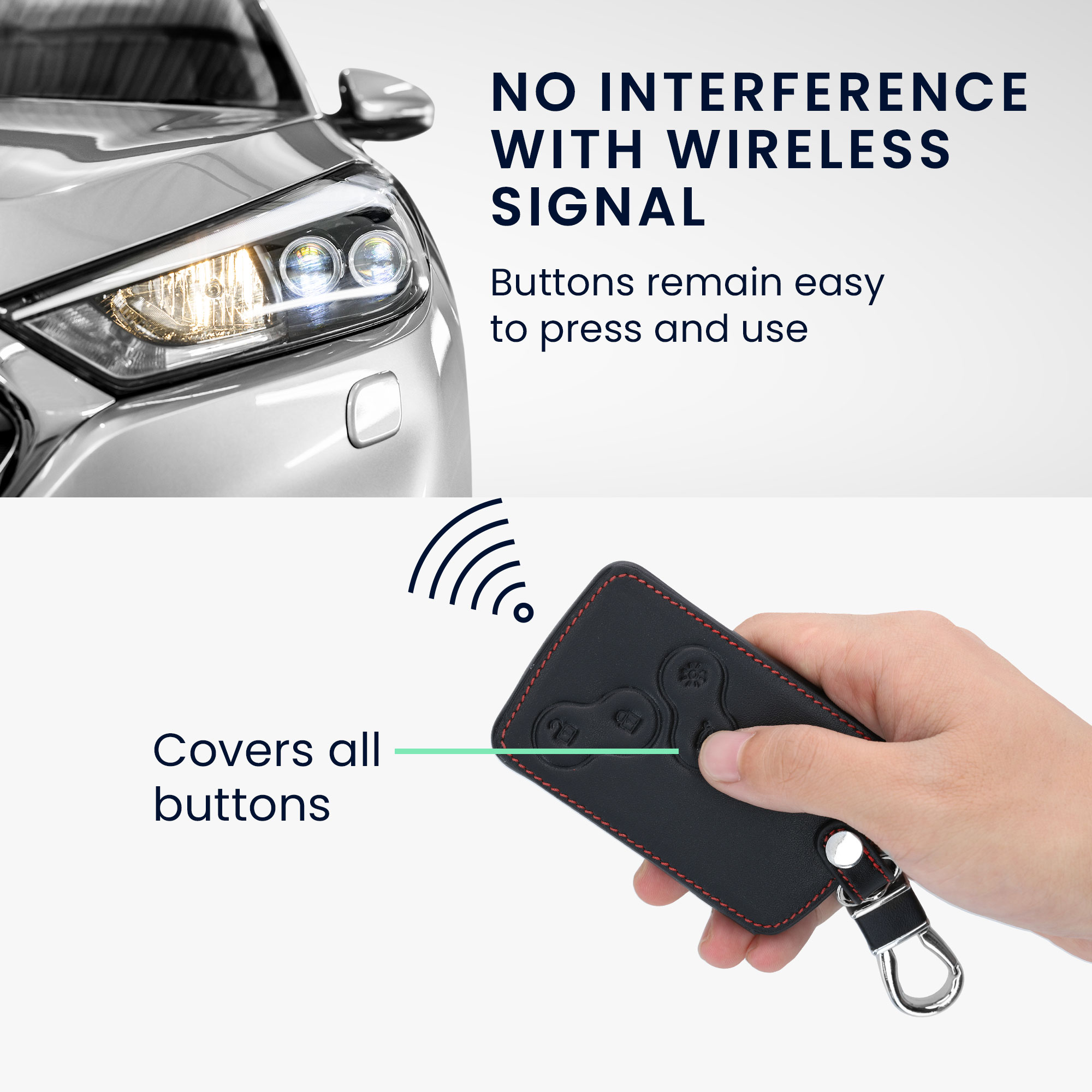 Obal na klíč od auta pro Renault klíč se 4 tlačítky (pouze Keyless Go) kwmobile z eko kůže - bílá / černá