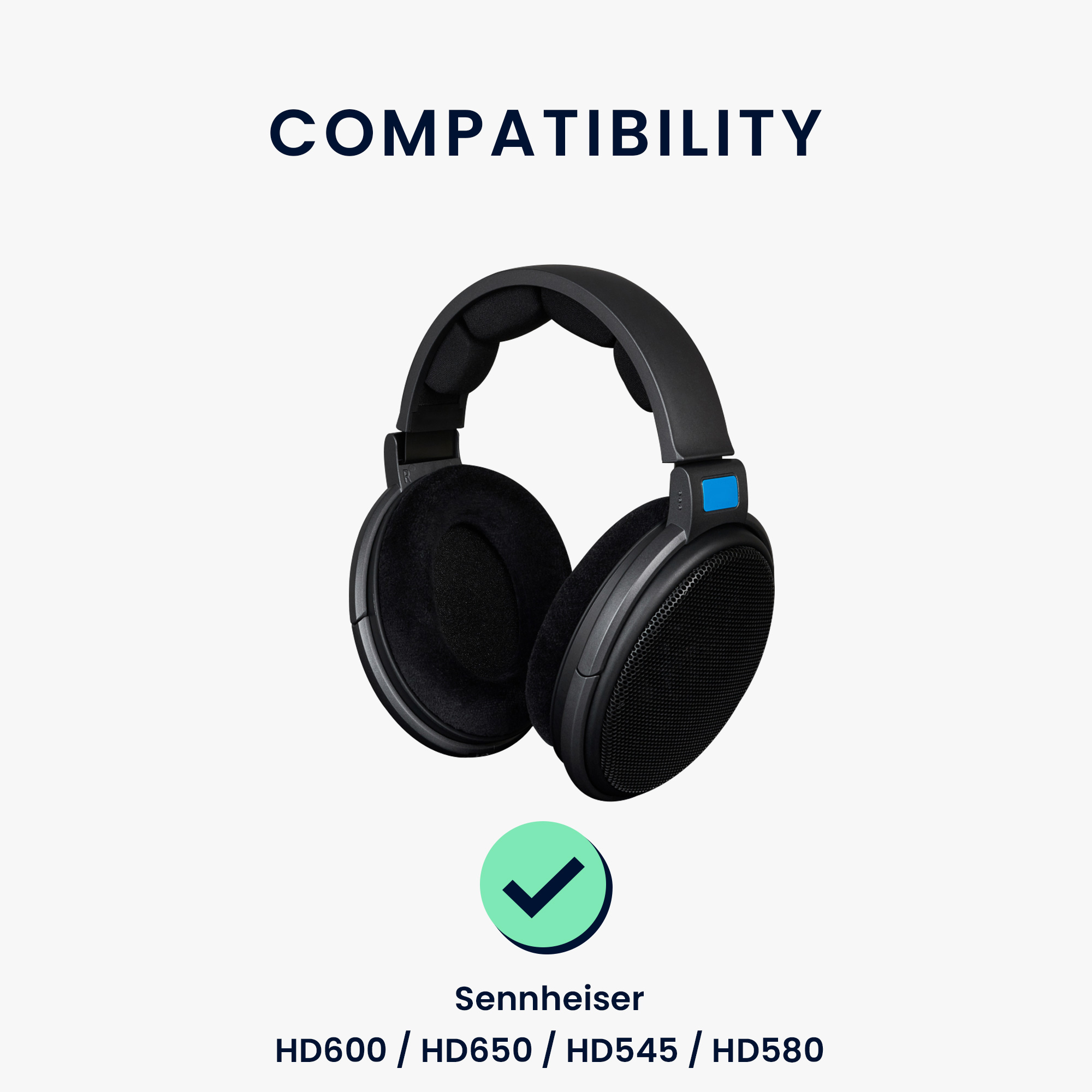 2x velurové náušníky na sluchátka pro Sennheiser HD600 / HD650 / HD545 / HD580 kwmobile - černá