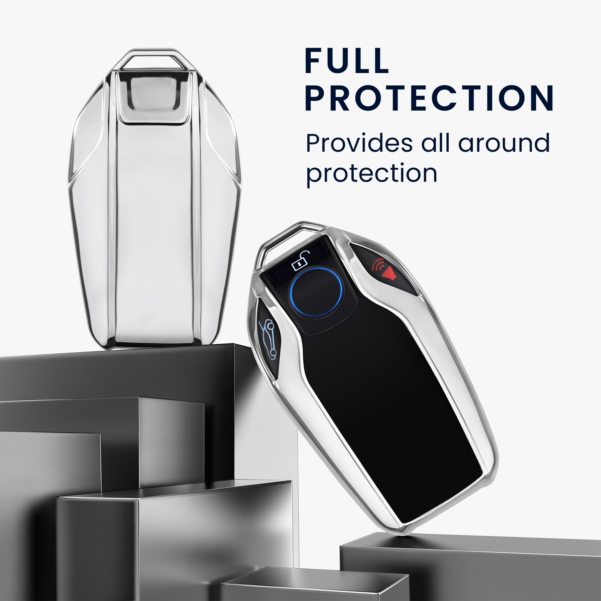 Tpu pouzdro na klíč od auta BMW Display Key Anti-Slip leskle stříbrné