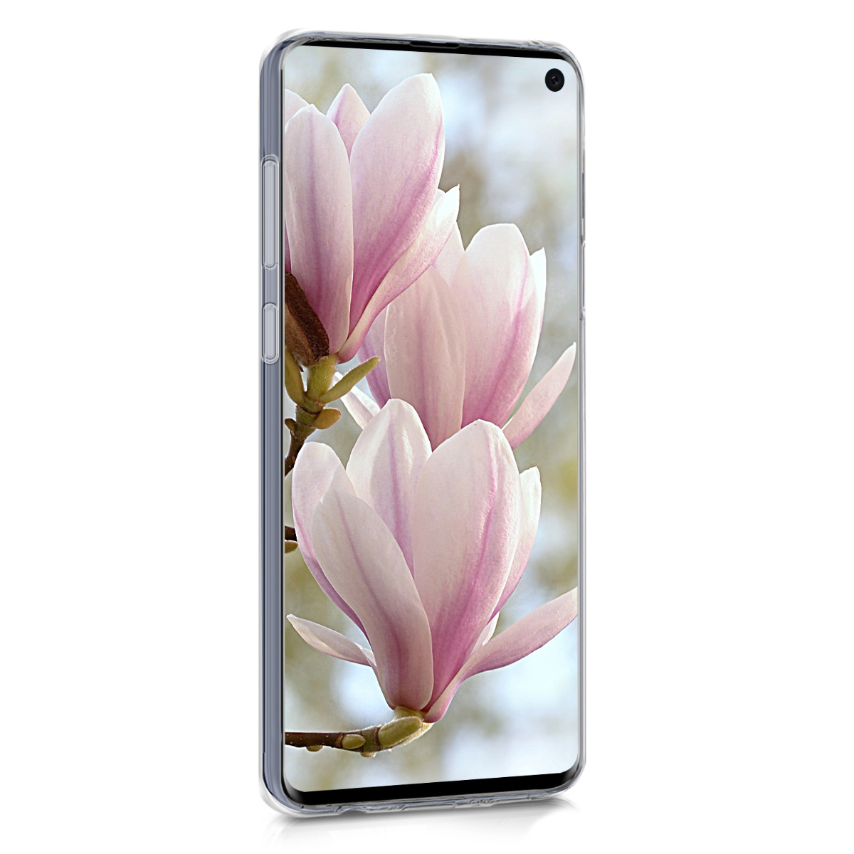 Čirý kryt na mobil Samsung Galaxy S10 kwmobile Cherry Blossoms růžovo-tmavě hnědo-transparentní