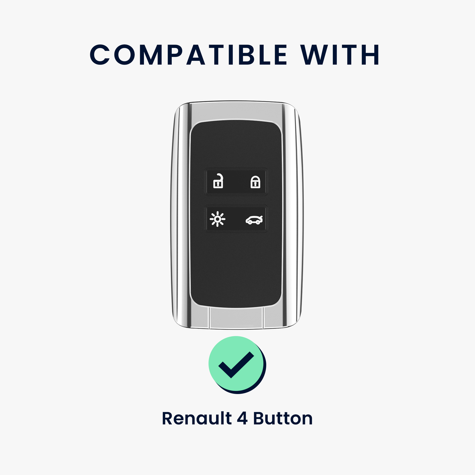 Obal na klíč od auta pro Renault chytrý klíč se 4 tlačítky kwmobile - světle šedá
