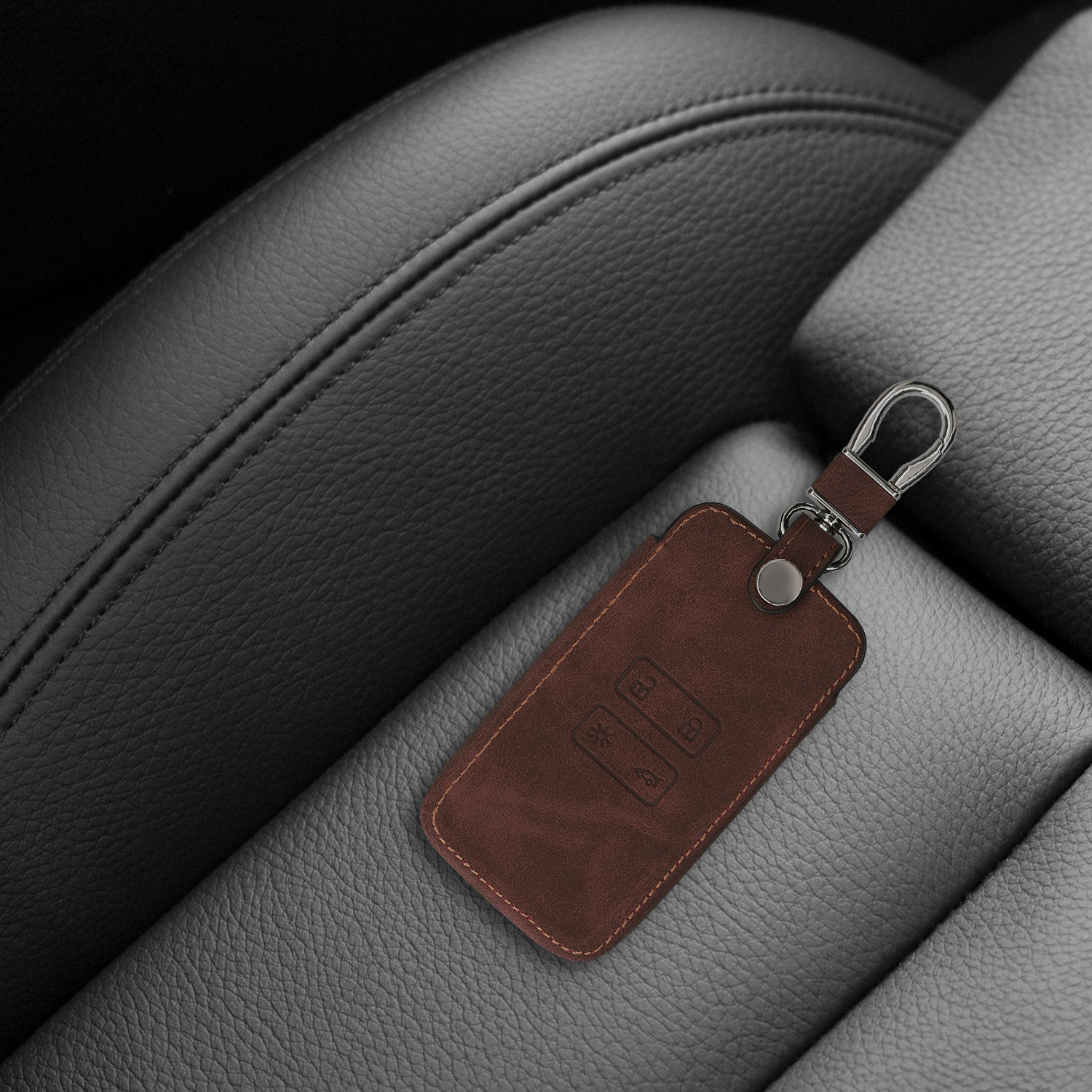 Obal na klíč od auta pro Renault chytrý klíč se 4 tlačítky kwmobile semišové - tmavě hnědá