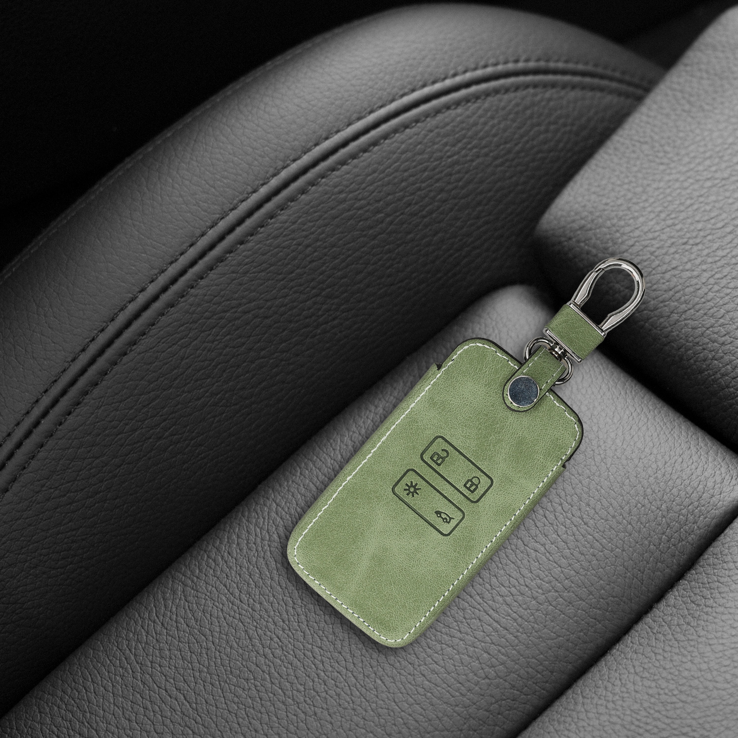 Obal na klíč od auta pro Renault chytrý klíč se 4 tlačítky kwmobile semišové - zelená