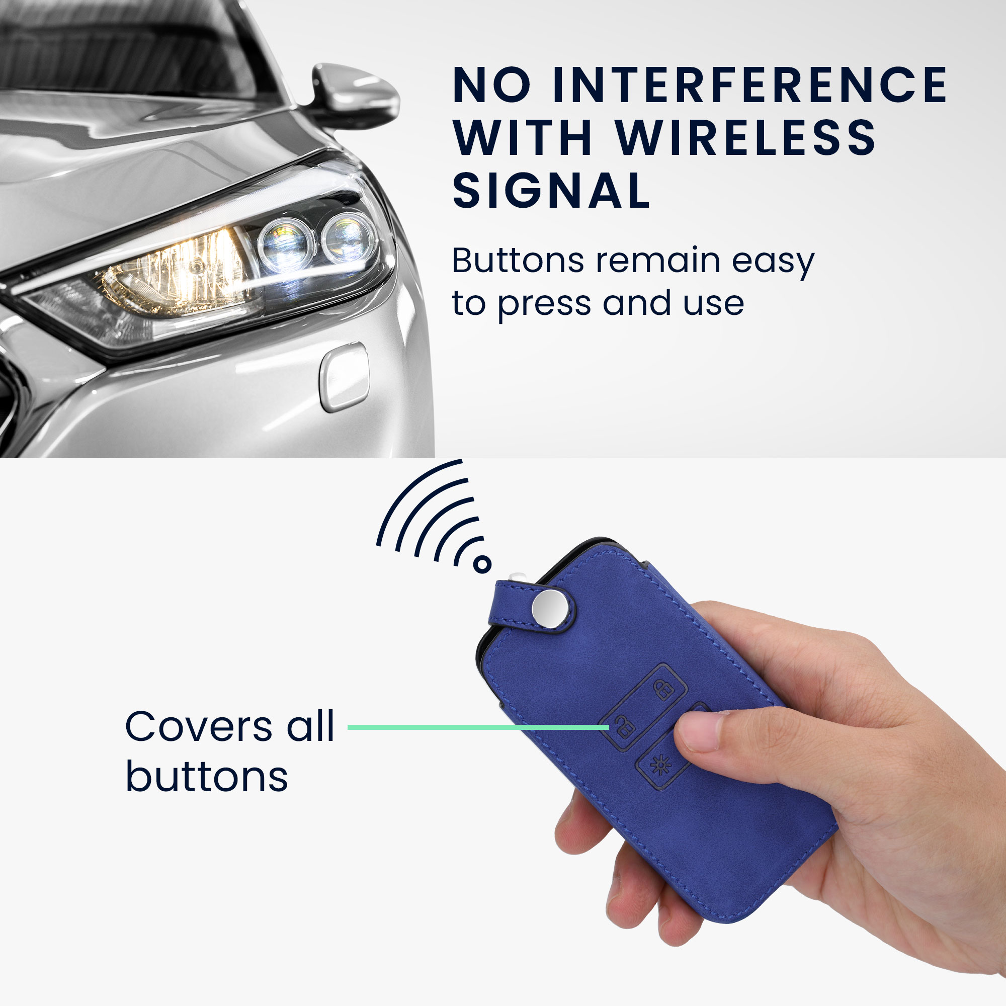 Obal na klíč od auta pro Renault chytrý klíč se 4 tlačítky kwmobile peněženkové z eko kůže - tmavě modrá