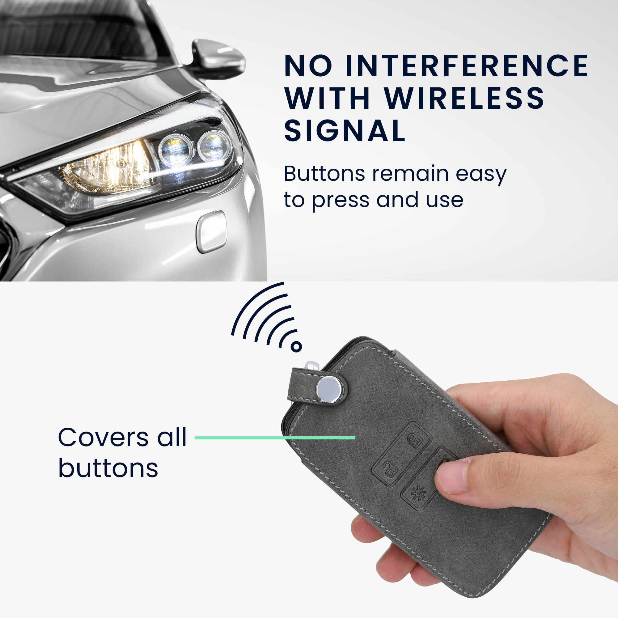 Obal na klíč od auta pro Renault chytrý klíč se 4 tlačítky kwmobile peněženkové z eko kůže - tmavě šedá