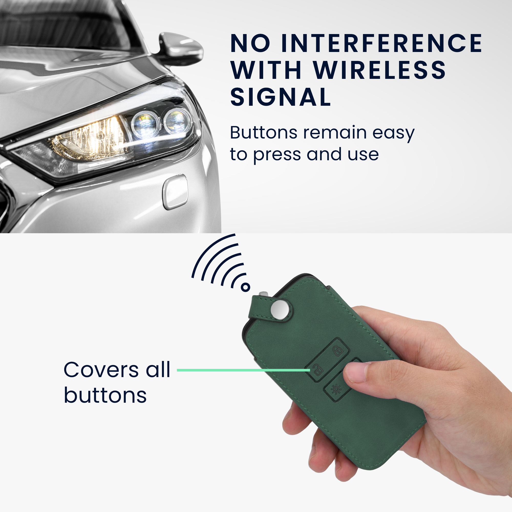 Obal na klíč pro Renault Smart Key se 4 tlačítky (Keyless Go) ze syntetické kůže kwmobile ‑ tmavě zelená
