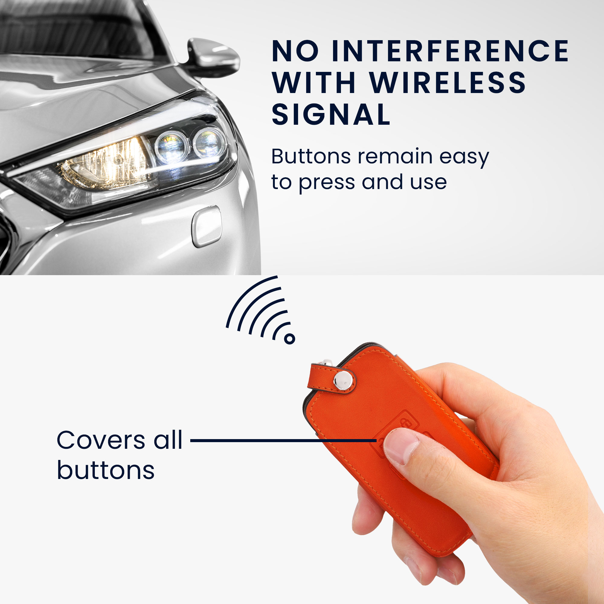 Obal na klíč od auta pro Renault chytrý klíč se 4 tlačítky kwmobile peněženkové z eko kůže - oranžová