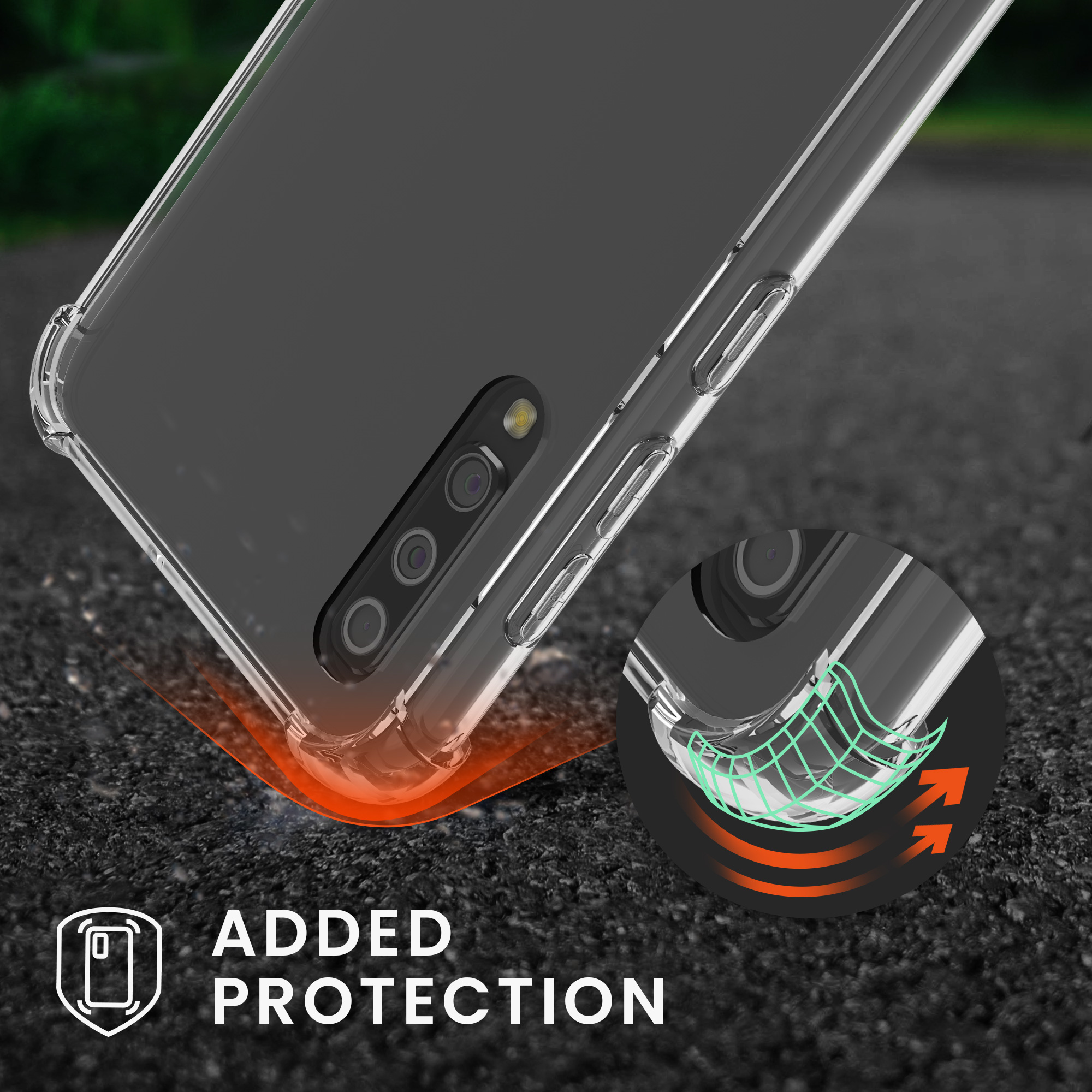 Crossbody kryt na mobil Samsung Galaxy A50 kwmobile se šňůrkou Transparentní / čern