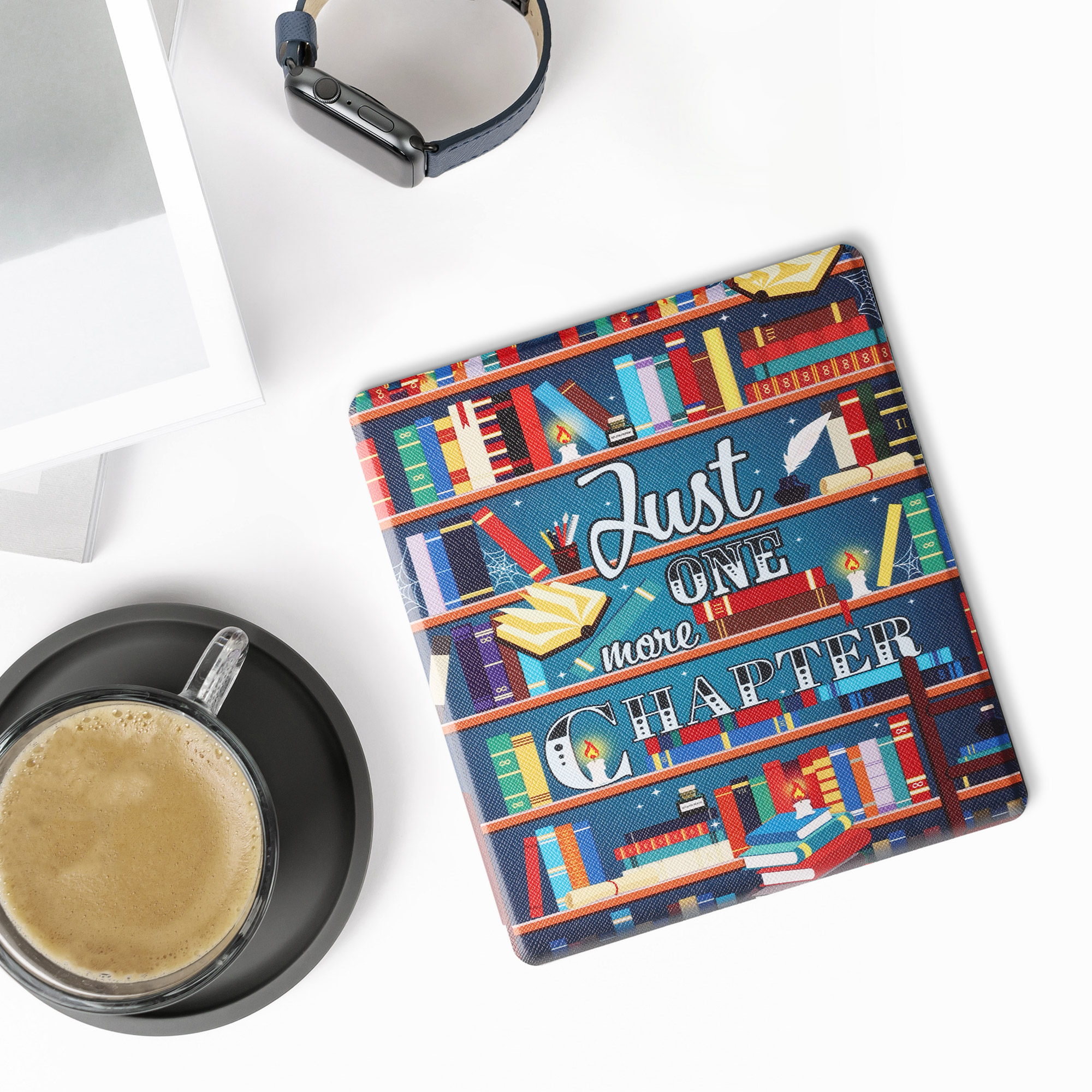 Pouzdro na čtečku kwmobile pro Amazon Kindle Oasis 10. Generation - motiv Library Motto vícebarevný