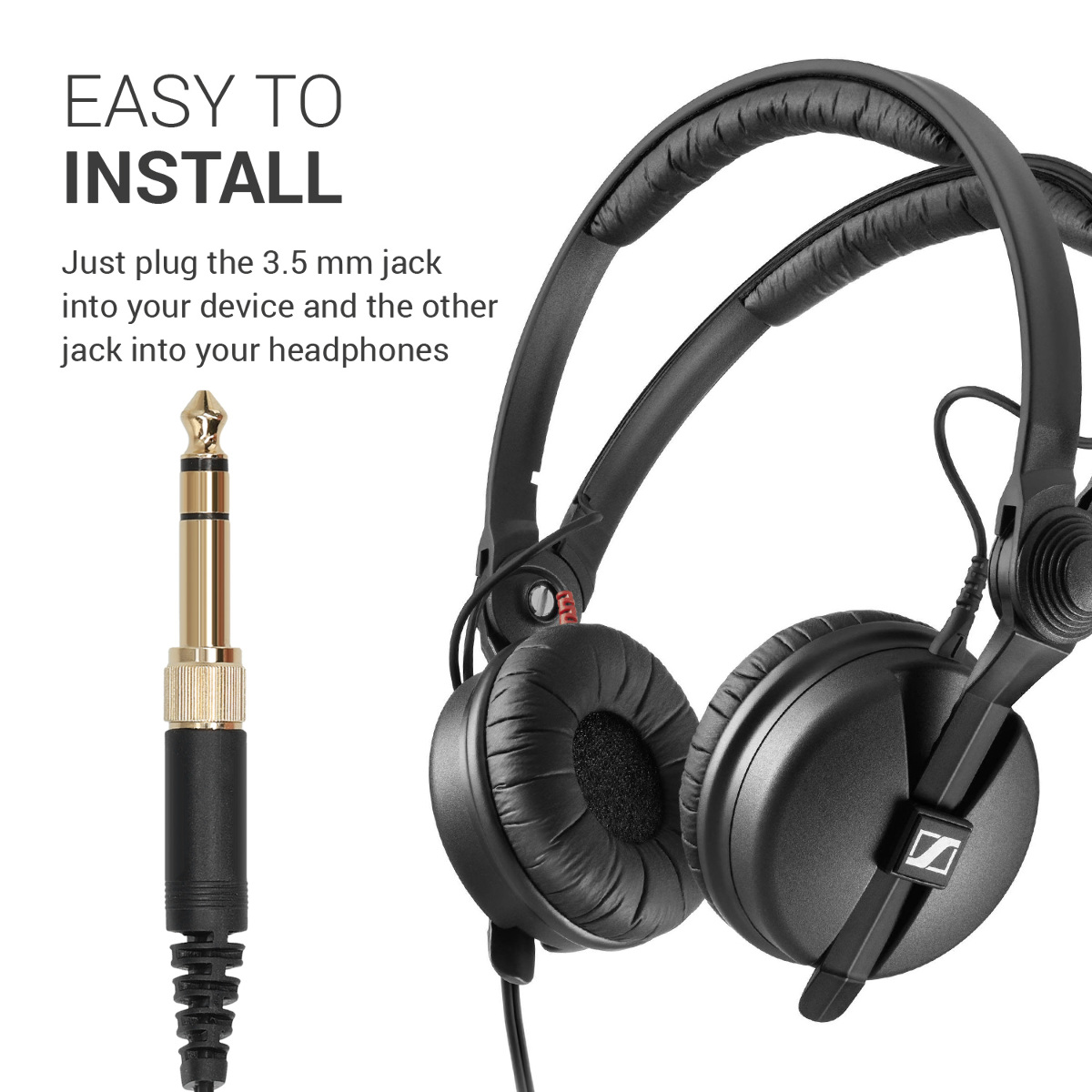 Kabel pro sluchátka pro Sennheiser HD25 / HD560 / HD540 / HD480 / HD430 / HD414 / HD250 kwmobile - černá