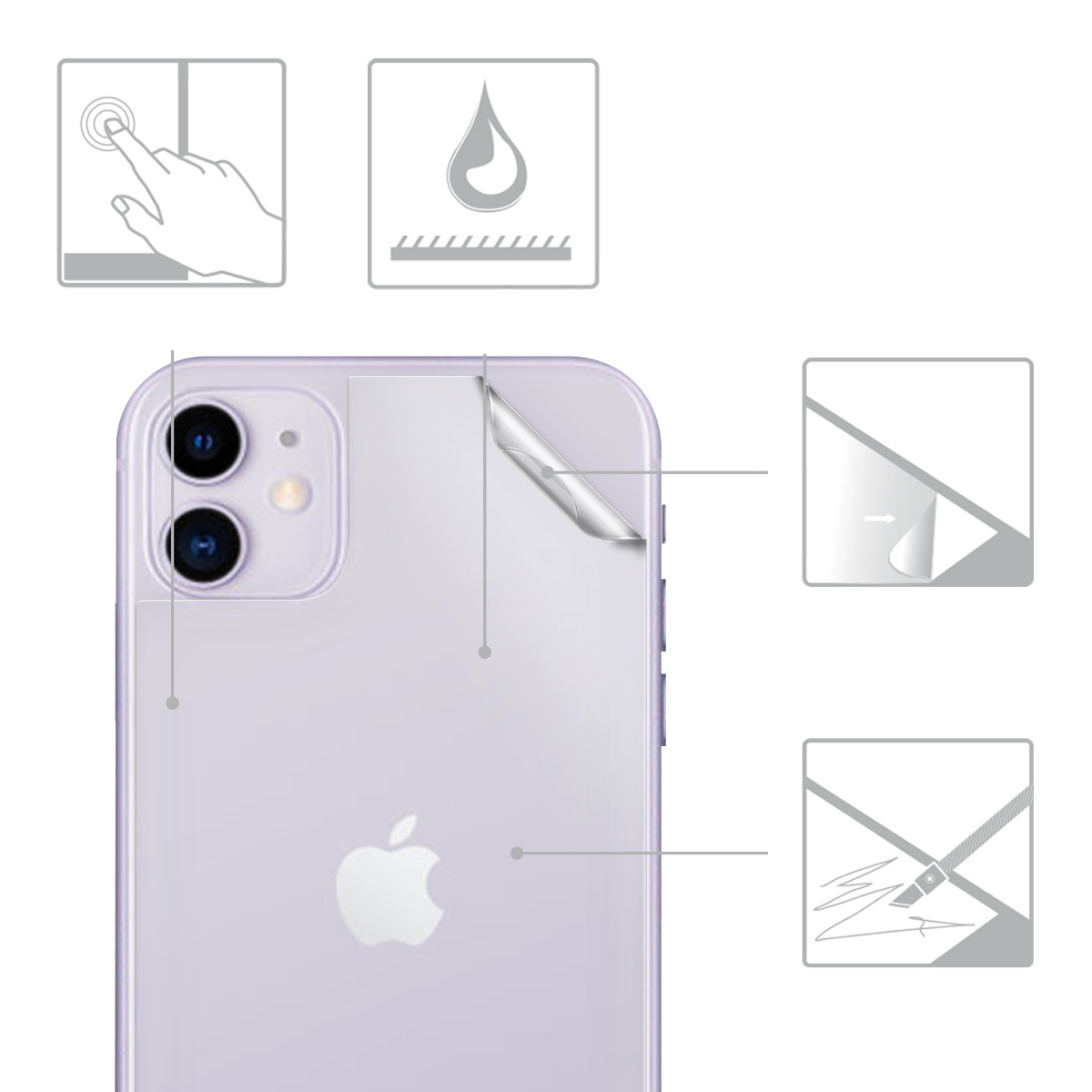 Ochranná fólie na záda kwmobile iPhone 11 - 3 ks, Back Screen Protector Pack Transparent Protective Films