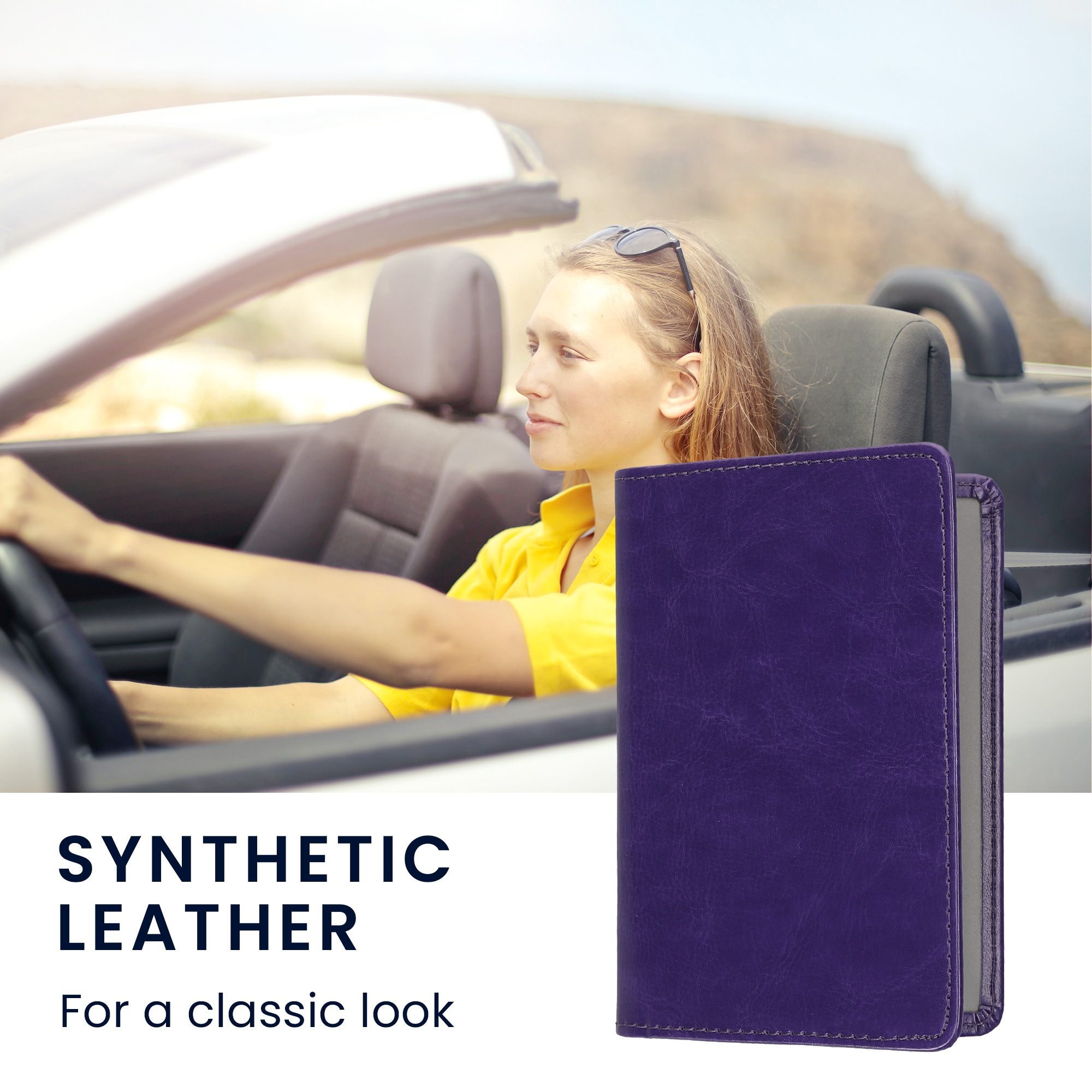Obal na doklady od auta kwmobile 12 x 17,5 cm / 9,2 x 13 cm PU kůže - světle fialová