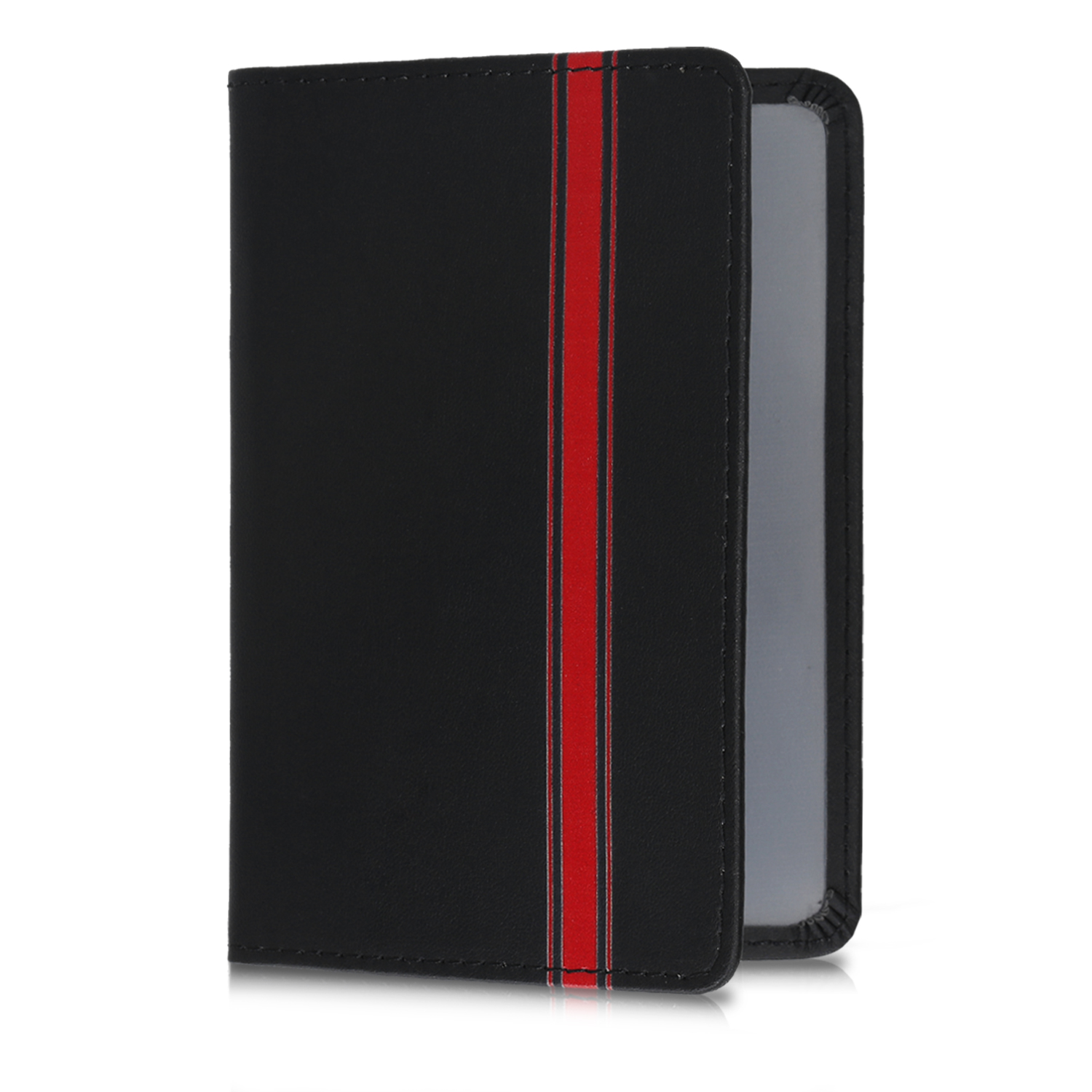 Obal na doklady od auta kwmobile 12 x 17,5 cm / 9,2 x 13 cm PU kůže motiv rally stripe - červeno-černá