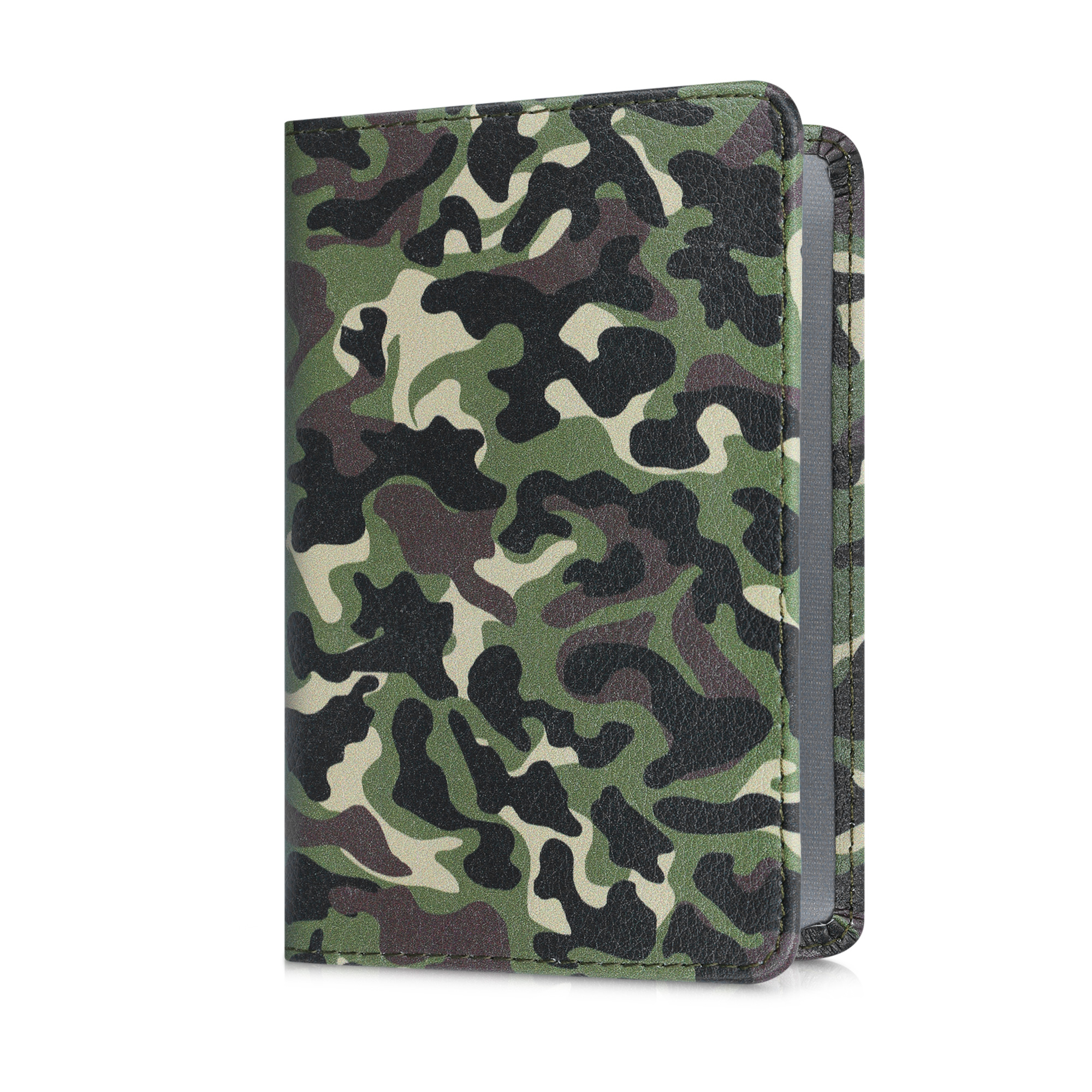 Obal na doklady od auta kwmobile 12 x 17,5 cm / 9,2 x 13 cm PU kůže motiv camouflage - tmavě zelená/tmavě hnědá/béžová
