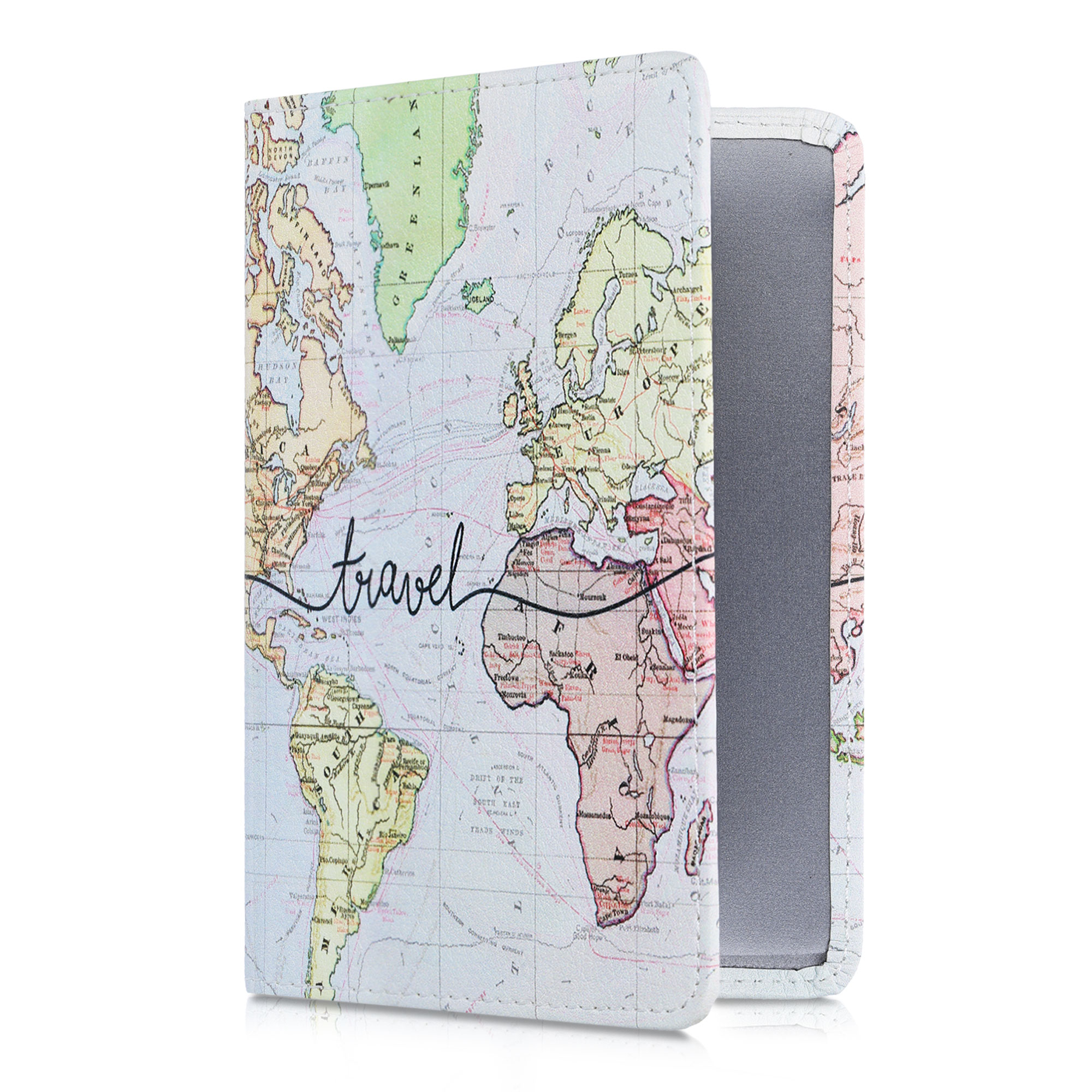 Obal na doklady od auta kwmobile PU kůže - 12 × 17,5 cm otevřené / 9,2 × 13 cm složené - černá / vícebarevná