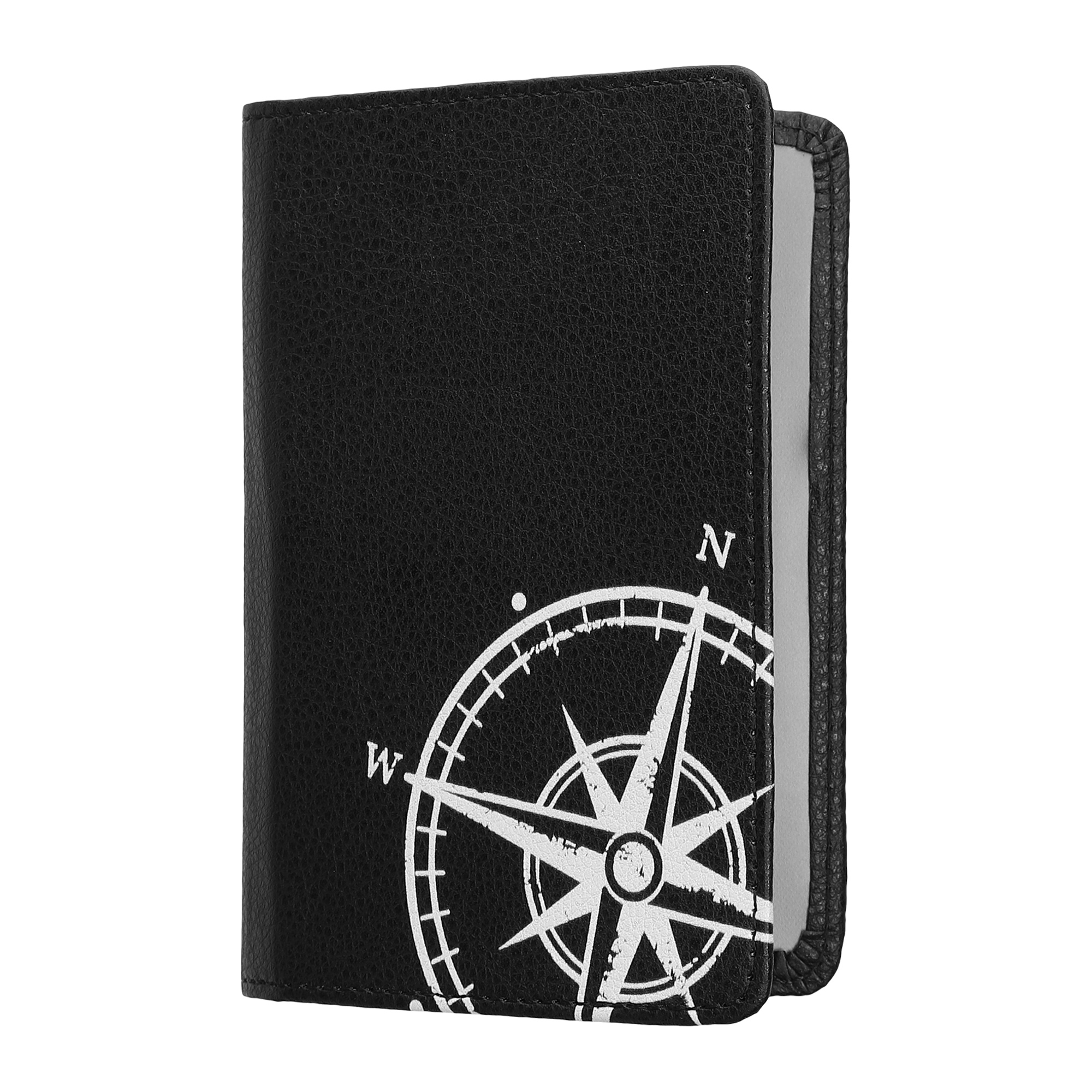 Obal na doklady od auta kwmobile 12 x 17,5 cm / 9,2 x 13 cm PU kůže motiv kompas - bílo-černá