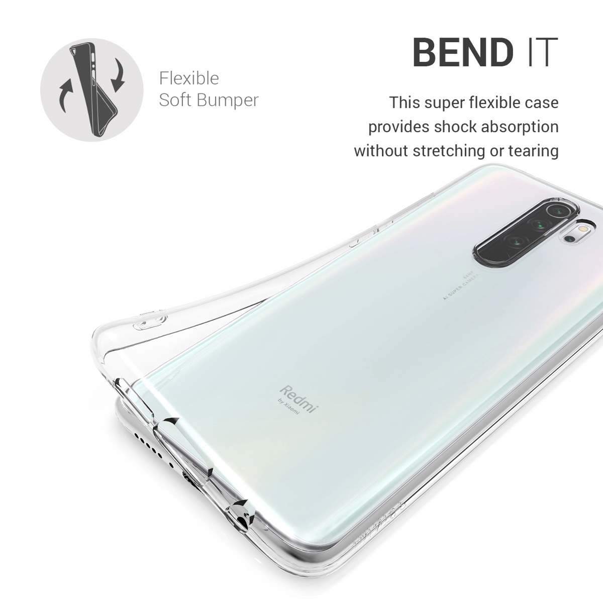 Transparentní TPU kryt kwmobile pro Xiaomi Redmi Note 8 Pro - transparentní