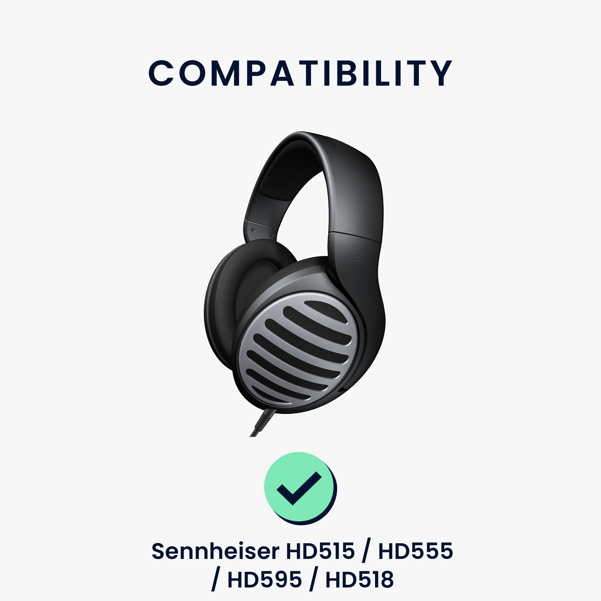 2x Náušníky na sluchátka kwmobile pro Sennheiser HD515 / HD555 / HD595 / HD… - černá
