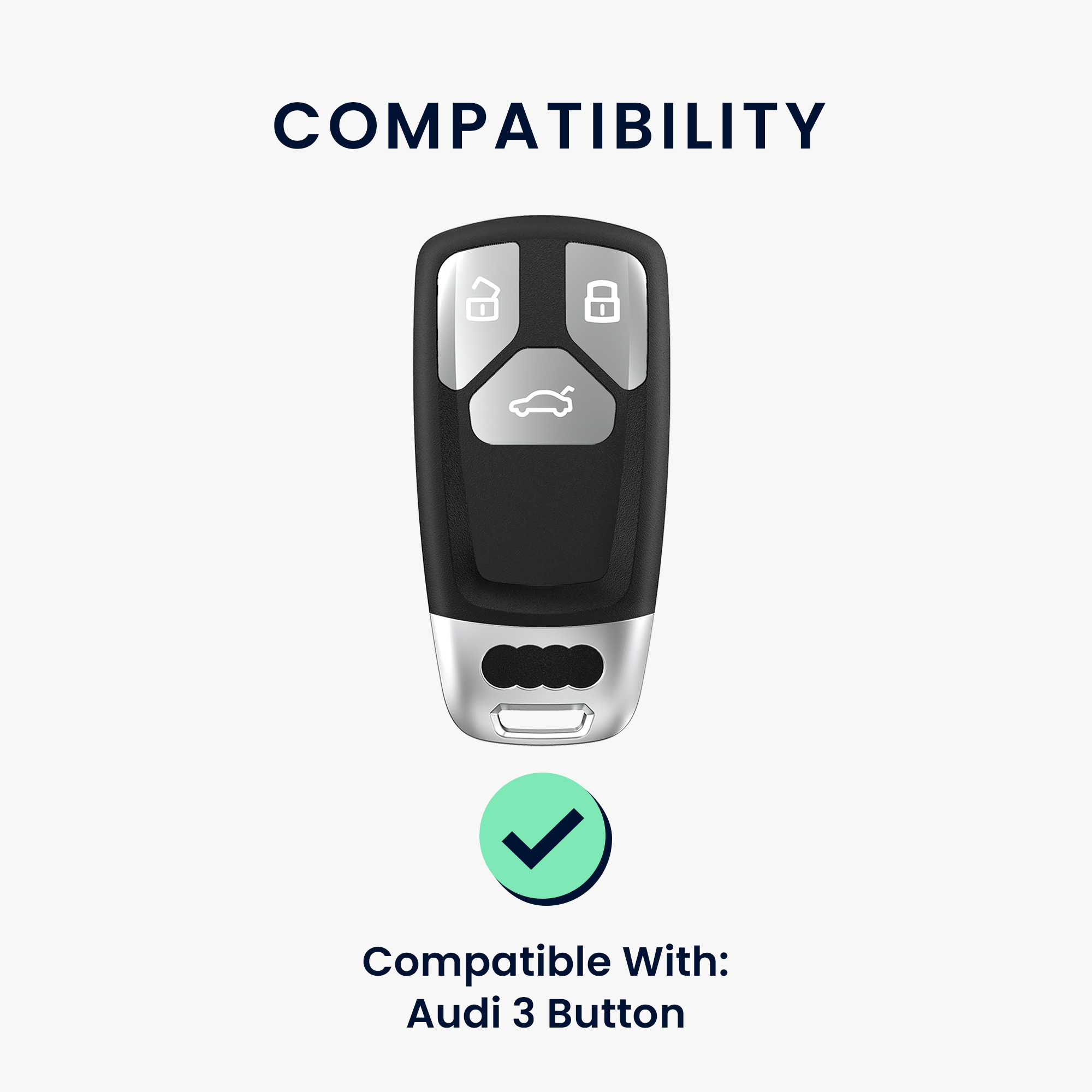 Obal na klíč pro Audi Smart Key se 3 tlačítky (Keyless Go), měkké protiskluzové TPU odolné proti poškrábání kwmobile ‑ matná černá / černá
