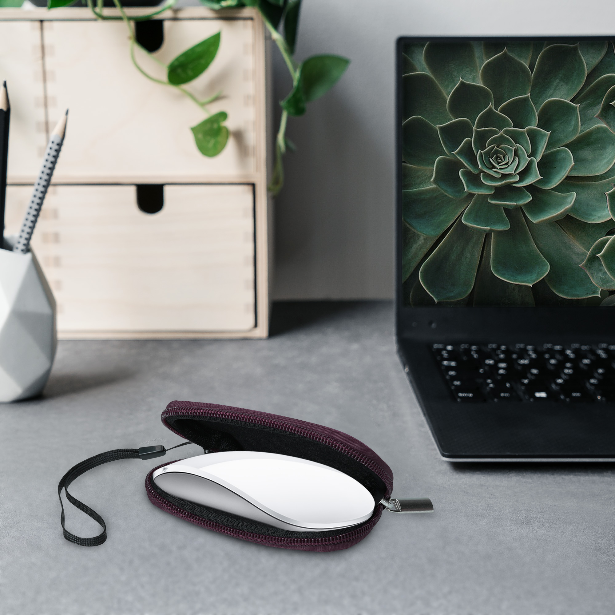 Pouzdro na myš pro Apple Magic Mouse 1 / 2 kwmobile se zipem neoprenové - Berry
