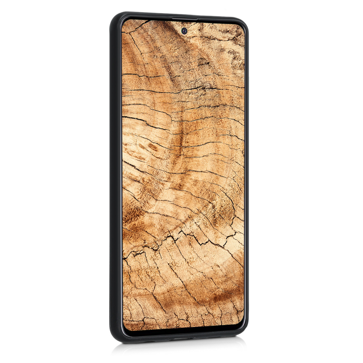 Dřevěný kryt na mobil Samsung Galaxy A51 kwmobile TPU rámeček Tmavě hnědá