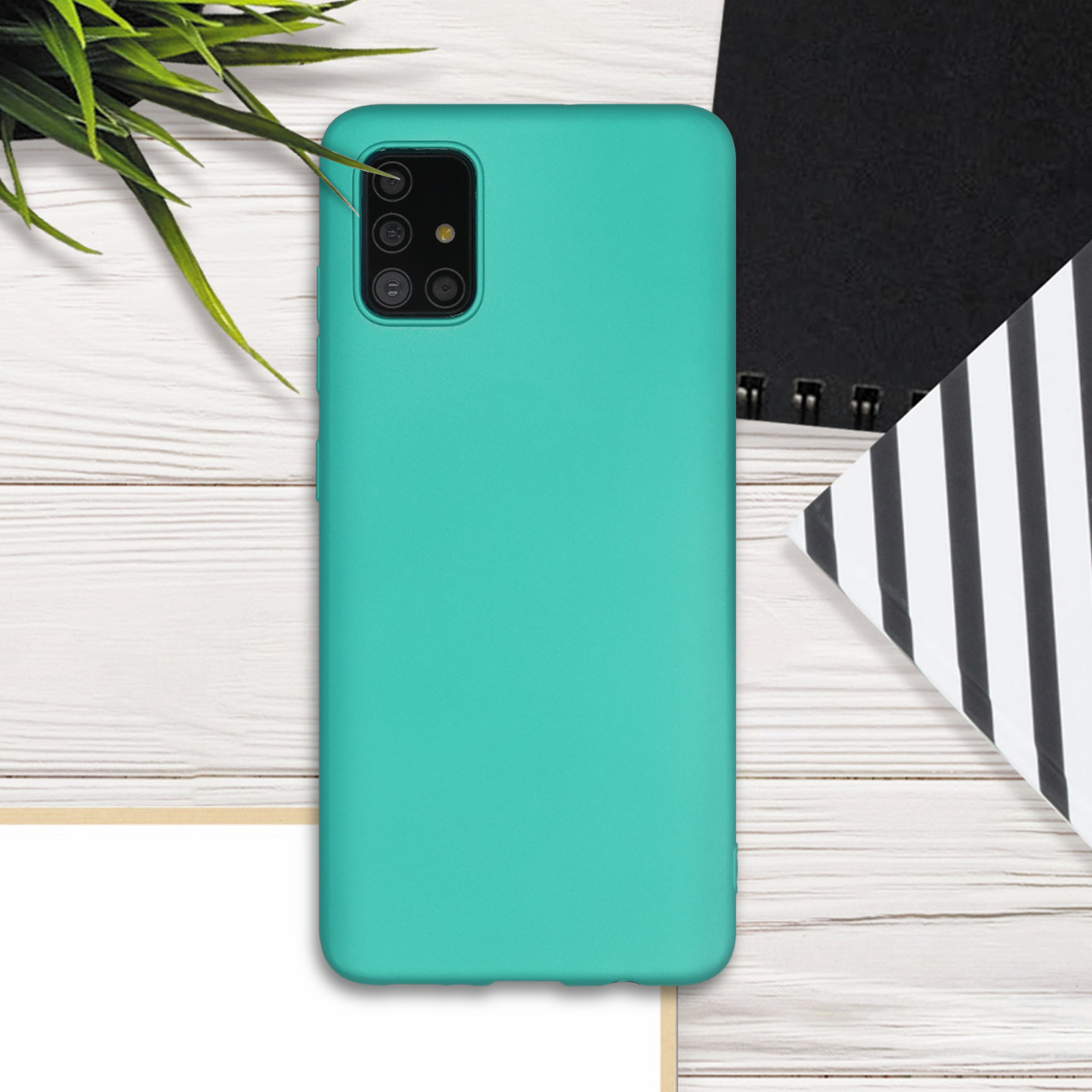 Kryt na mobil Samsung Galaxy A51 kwmobile TPU metalický Metalická tyrkysová