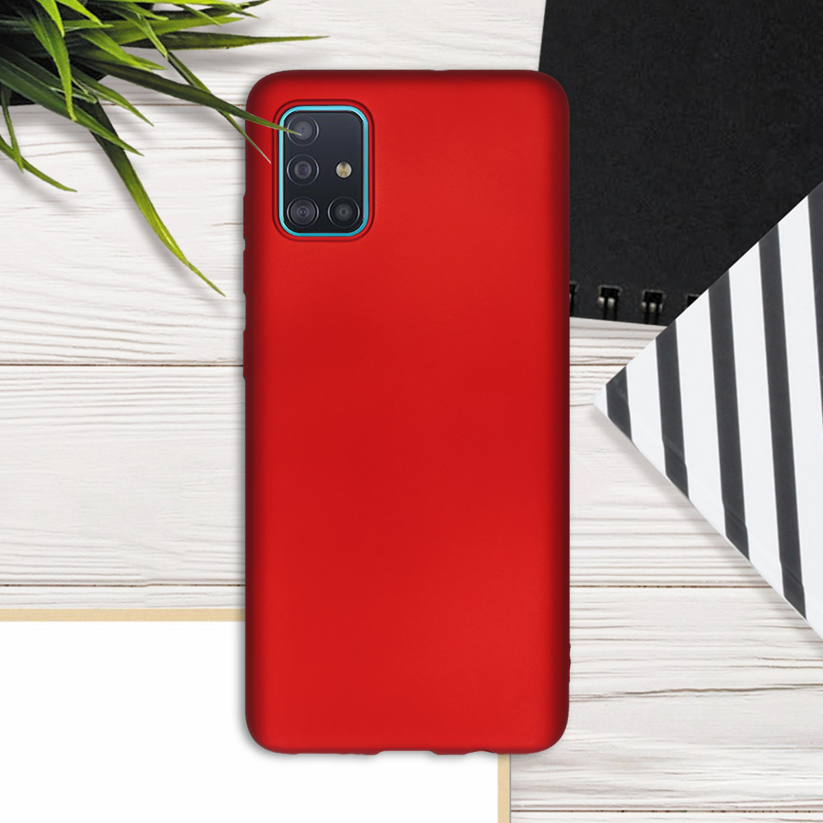 Kryt na mobil Samsung Galaxy A51 kwmobile TPU metalický Metalická tmavě červená