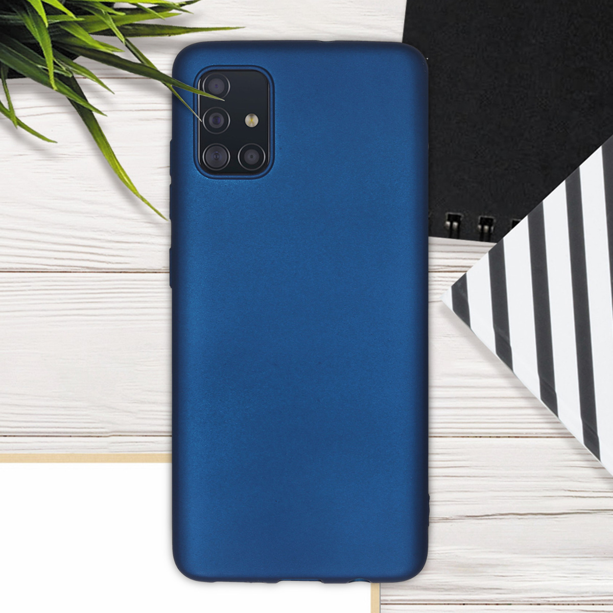 Kryt na mobil Samsung Galaxy A51 kwmobile TPU metalický Metalická modrá