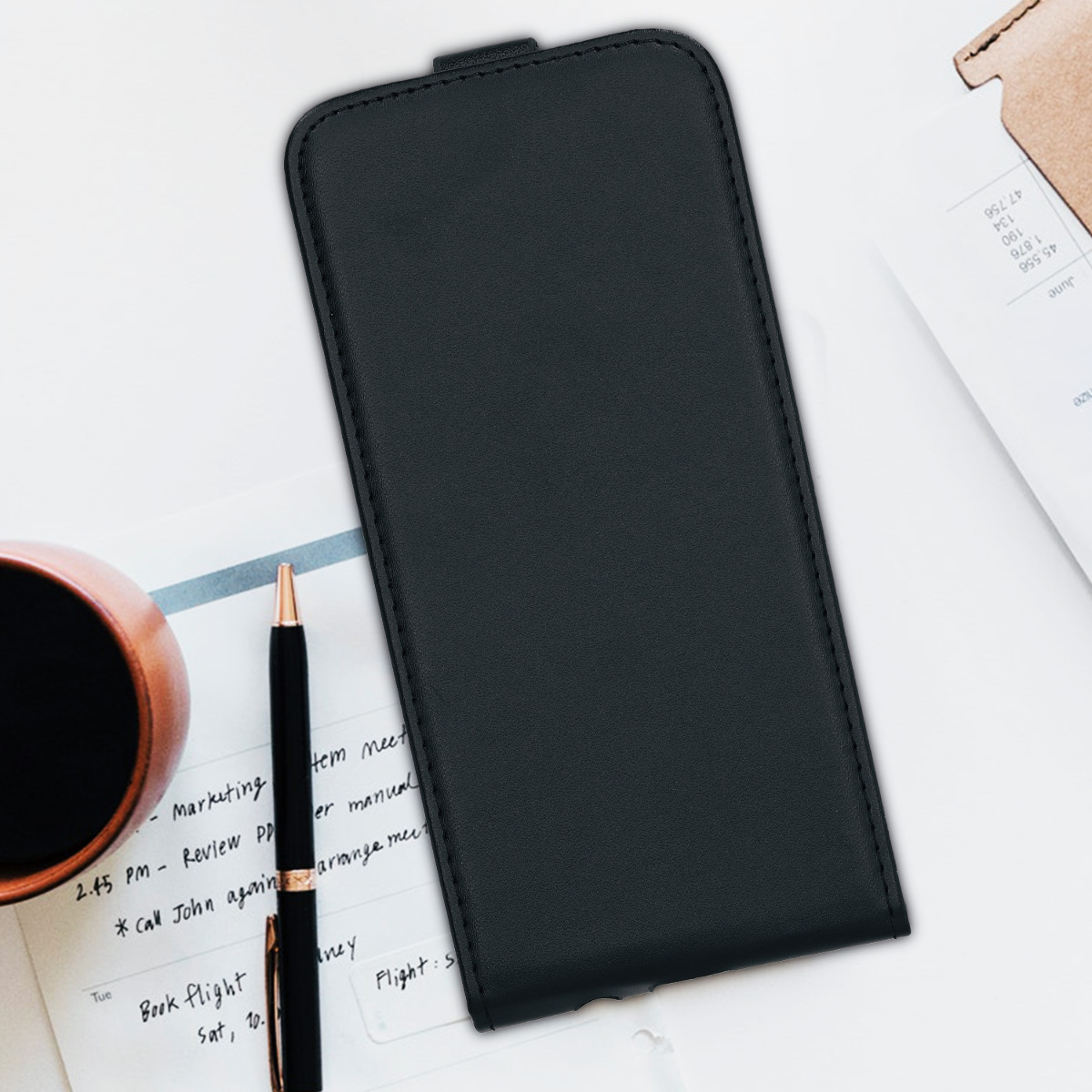 Flip pouzdro Samsung Galaxy A51 kwmobile PU kůže vertikální s magnetem Černá