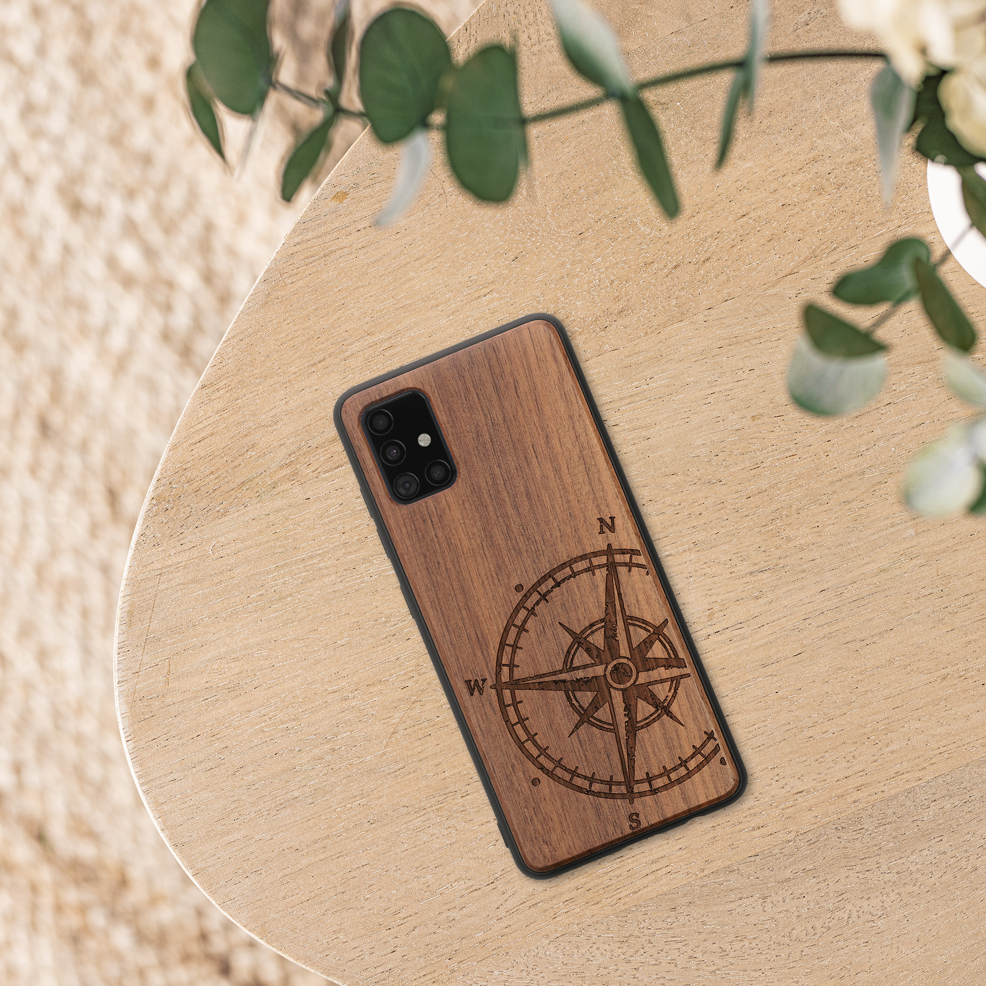 Dřevěný kryt na mobil Samsung Galaxy A51 kwmobile TPU rámeček Tmavě hnědá