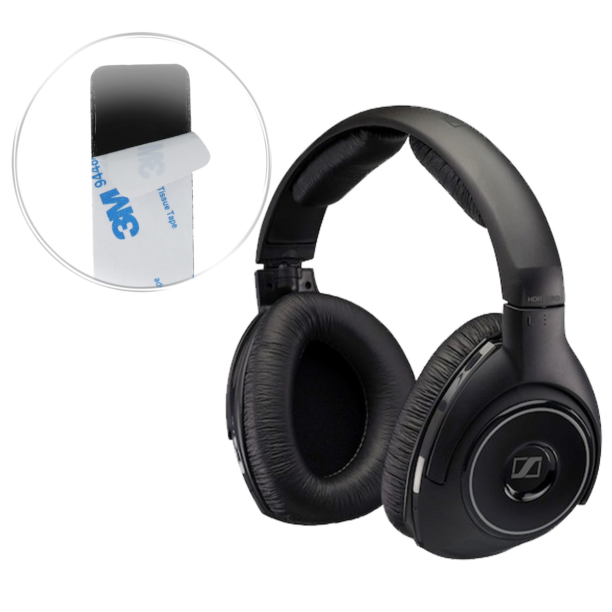 2x Náhradní náušníky / polstrování Sennheiser RS160 / RS170 / RS180 kwmobile - černá