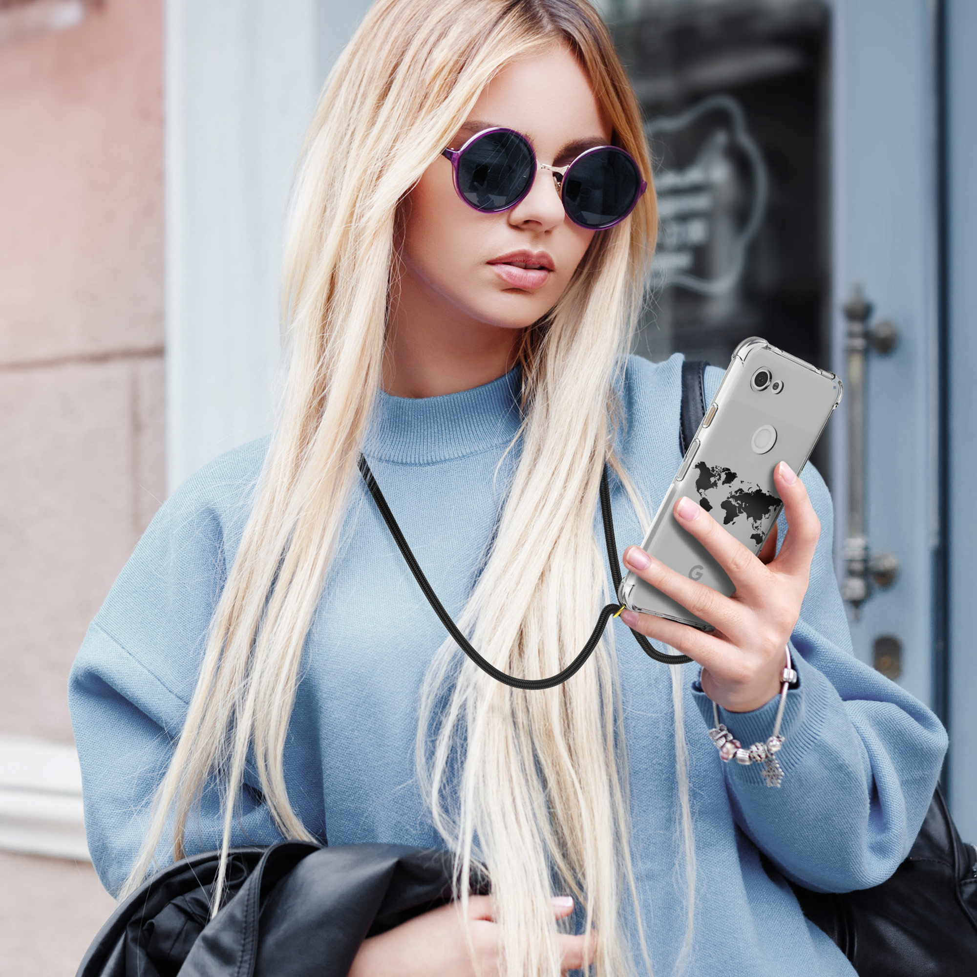 Crossbody kryt kwmobile pro Google Pixel 3a - magnólie růžová / bílá / transparentní