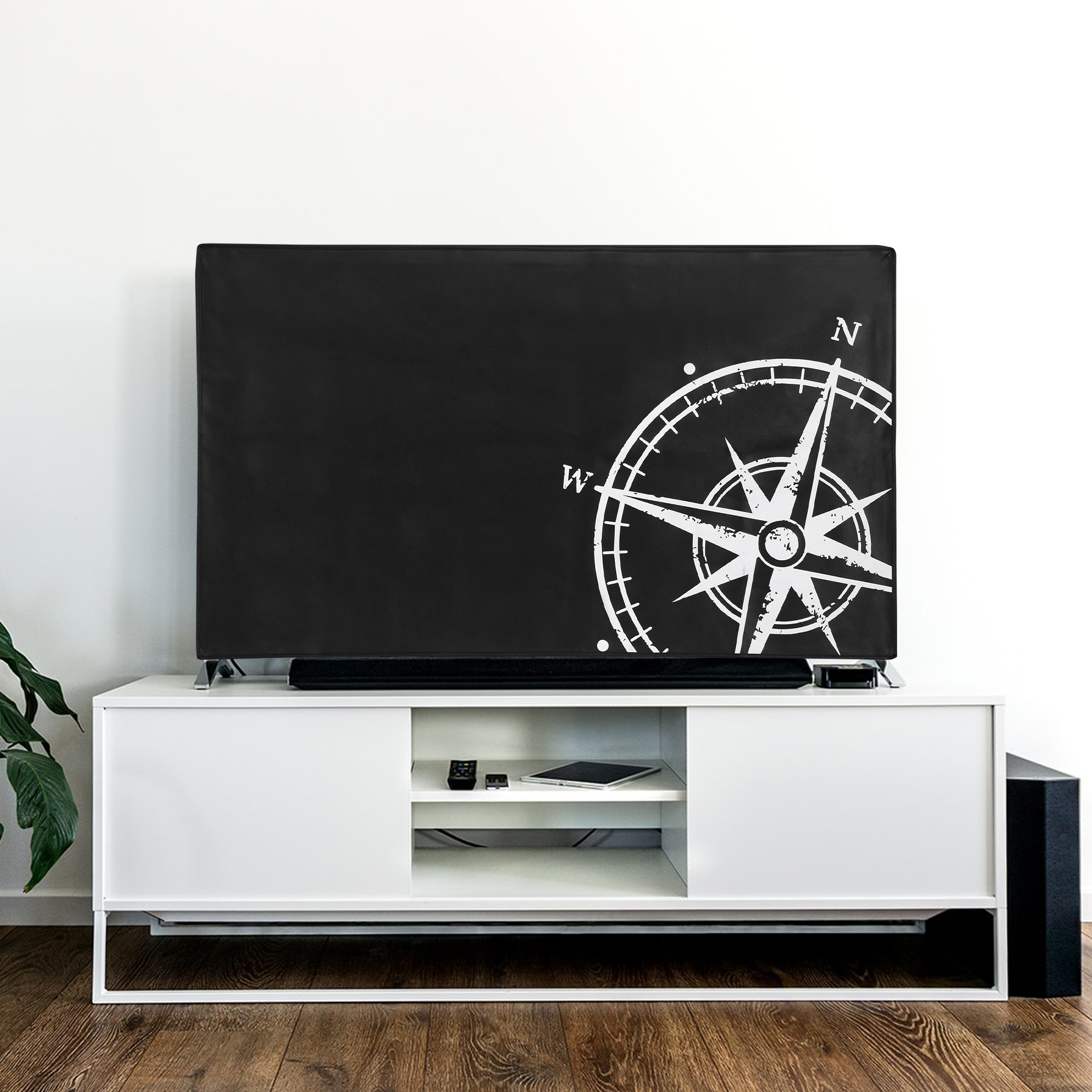 Vnitřní kryt na TV 55" kwmobile - syntetická látka bílá / černá