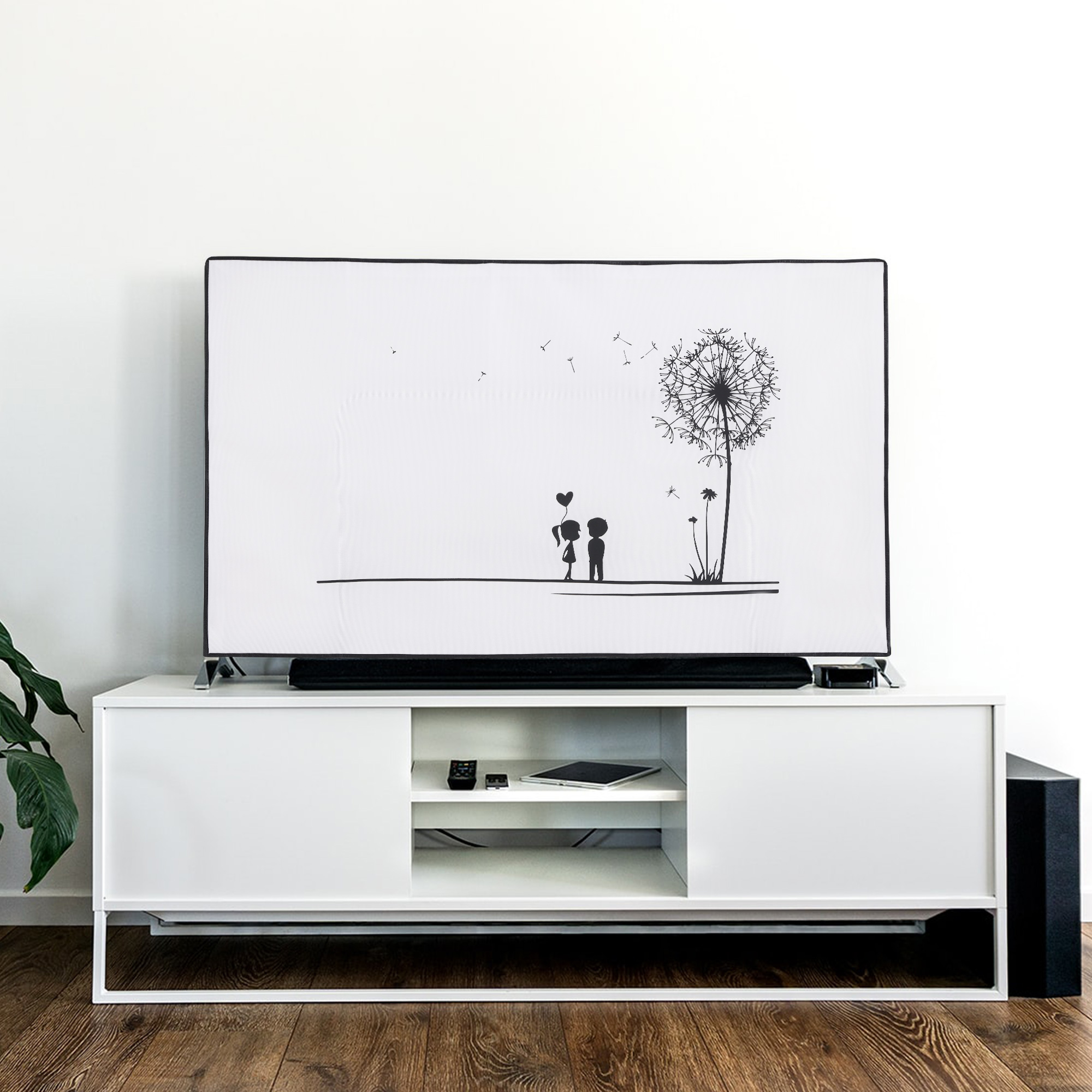 Vnitřní kryt na TV 55" kwmobile - syntetická látka černá / bílá